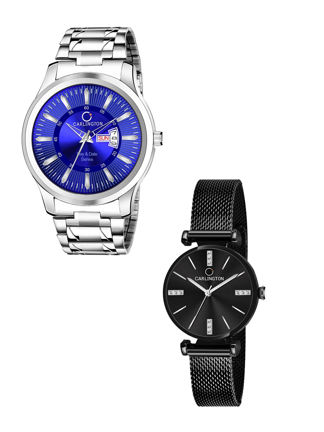 CARLINGTON Unisex Round Dial & Stainless Steel Straps Analogue His and Her Watches CT2011, Blue
CARLINGTON Unisex Round Dial & Stainless Steel Straps Analogue His and Her Watches CT2011, Blue