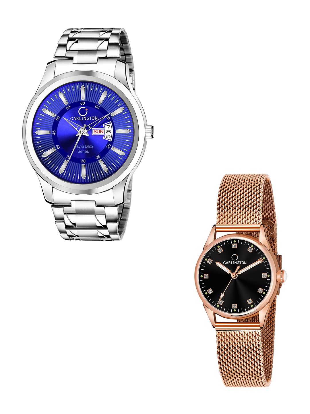 CARLINGTON Unisex Round Dial & Stainless Steel Straps Analogue His and Her Watches CT2003, Blue
CARLINGTON Unisex Round Dial & Stainless Steel Straps Analogue His and Her Watches CT2003, Blue