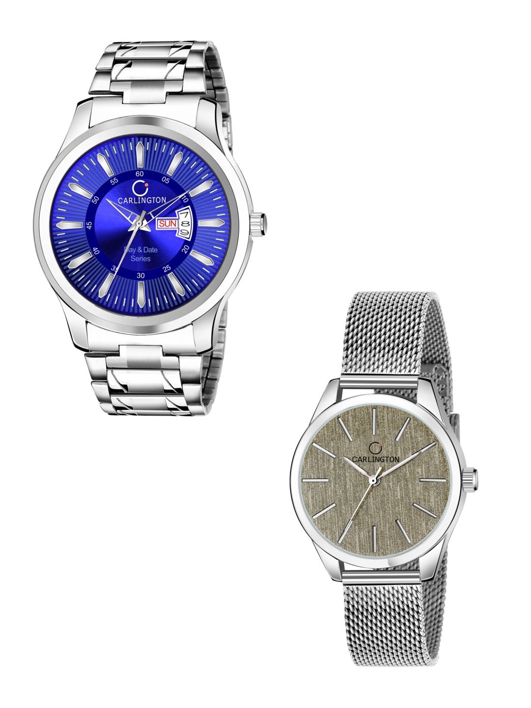 CARLINGTON Unisex Round Dial & Stainless Steel Straps Analogue His and Her Watches CT2001, Blue
CARLINGTON Unisex Round Dial & Stainless Steel Straps Analogue His and Her Watches CT2001, Blue