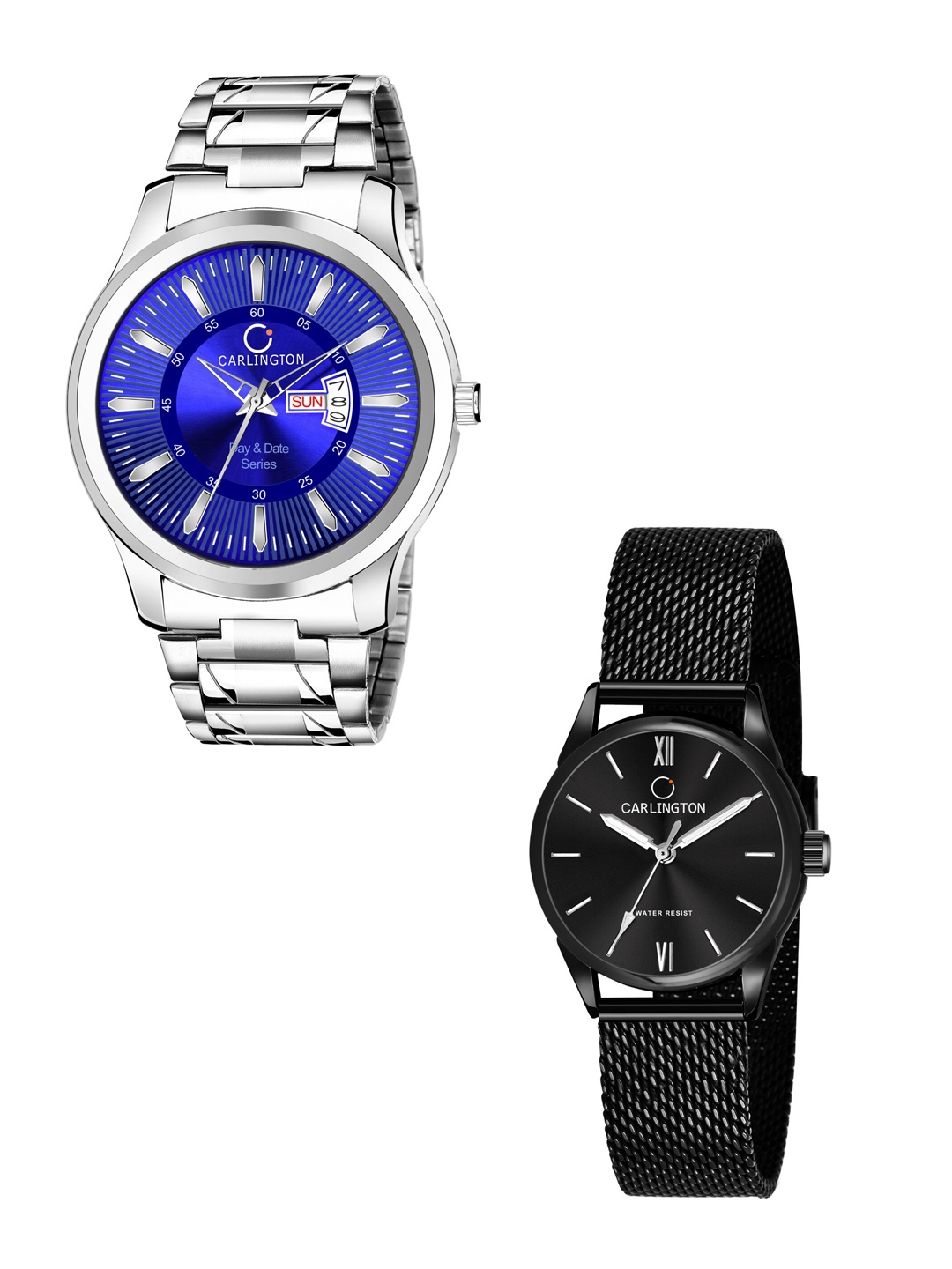 CARLINGTON Unisex Round Dial & Stainless Steel Straps Analogue His and Her Watches CT2018, Blue
CARLINGTON Unisex Round Dial & Stainless Steel Straps Analogue His and Her Watches CT2018, Blue