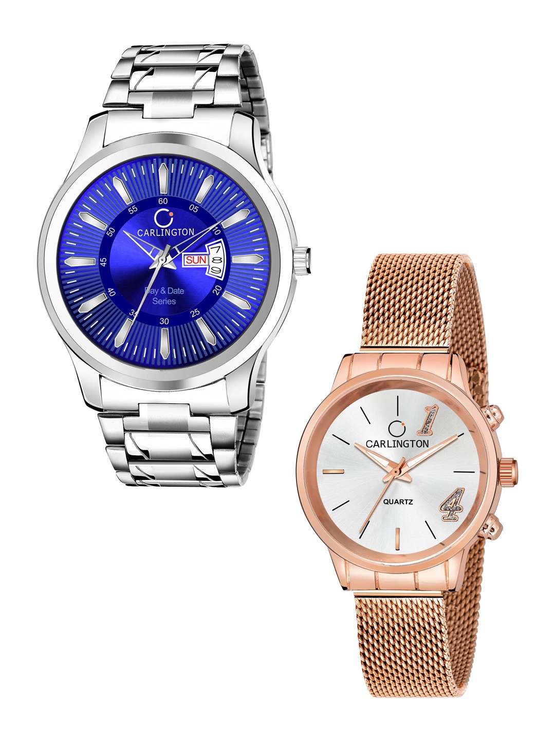 CARLINGTON Unisex Round Dial & Stainless Steel Straps Analogue His and Her Watches CT2012, Blue
CARLINGTON Unisex Round Dial & Stainless Steel Straps Analogue His and Her Watches CT2012, Blue