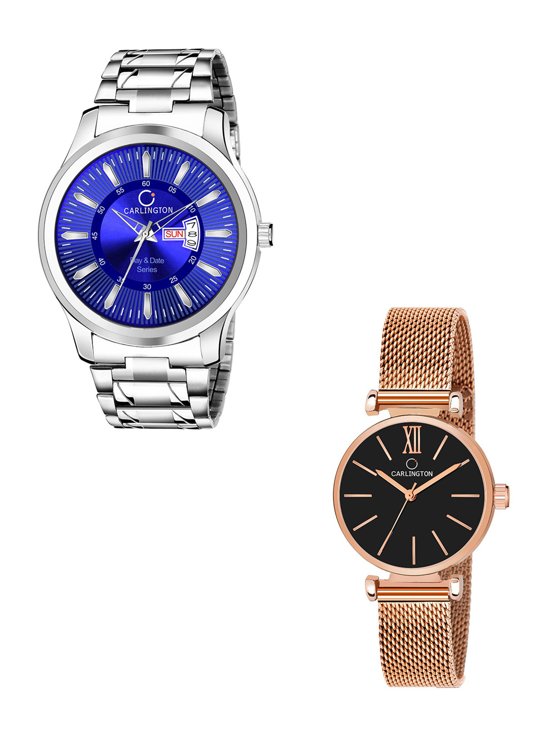 CARLINGTON Unisex Round Dial & Stainless Steel Straps Analogue His and Her Watches CT2016, Blue
CARLINGTON Unisex Round Dial & Stainless Steel Straps Analogue His and Her Watches CT2016, Blue