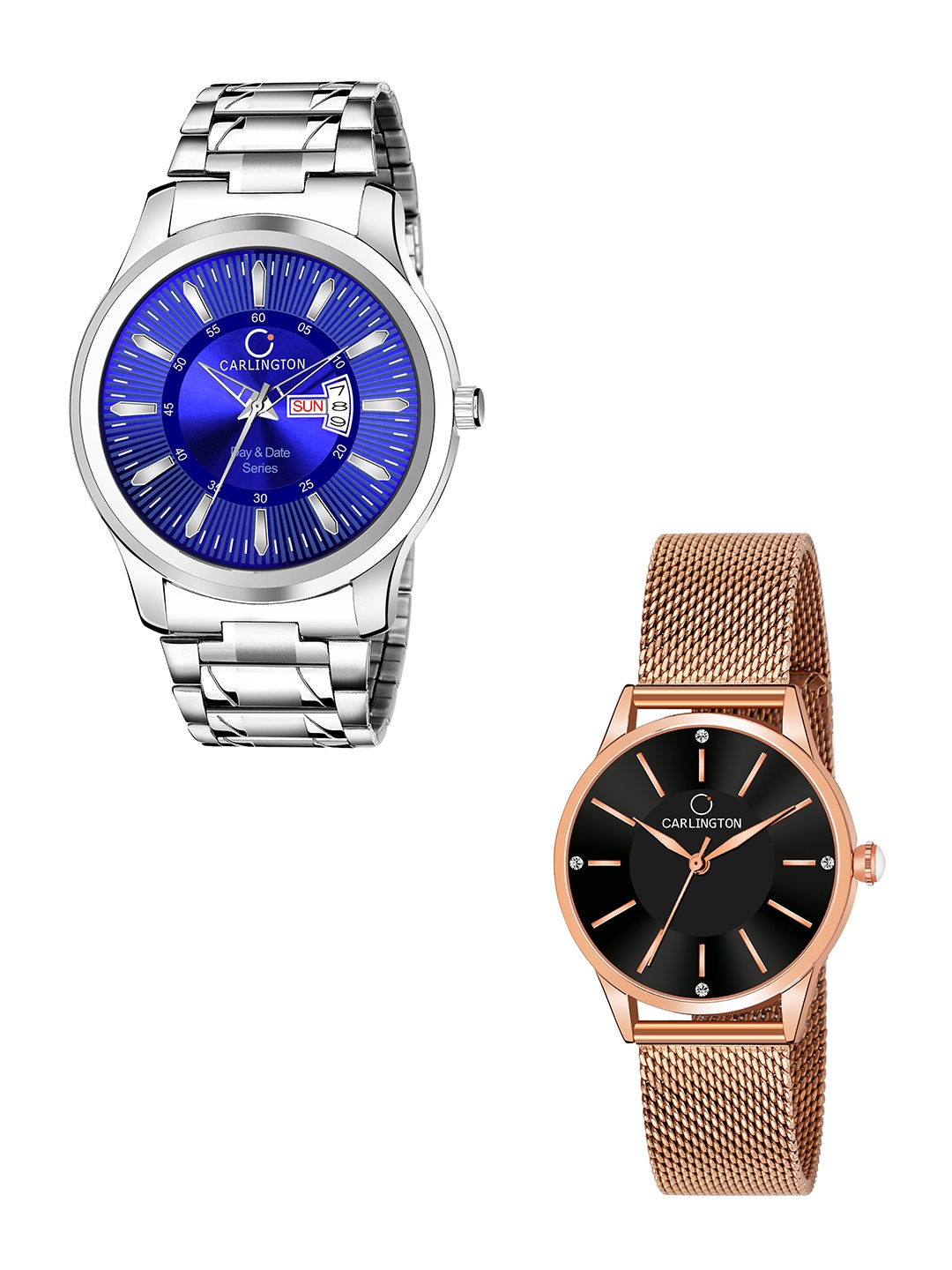 CARLINGTON Unisex Round Dial & Stainless Steel Straps Analogue His and Her Watches CT2004, Blue
CARLINGTON Unisex Round Dial & Stainless Steel Straps Analogue His and Her Watches CT2004, Blue