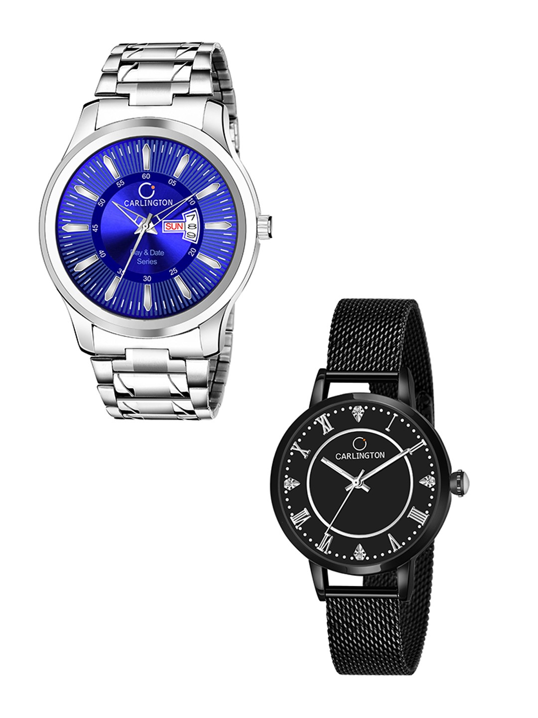 CARLINGTON Unisex Round Dial & Stainless Steel Straps Analogue His and Her Watches CT2013, Blue
CARLINGTON Unisex Round Dial & Stainless Steel Straps Analogue His and Her Watches CT2013, Blue