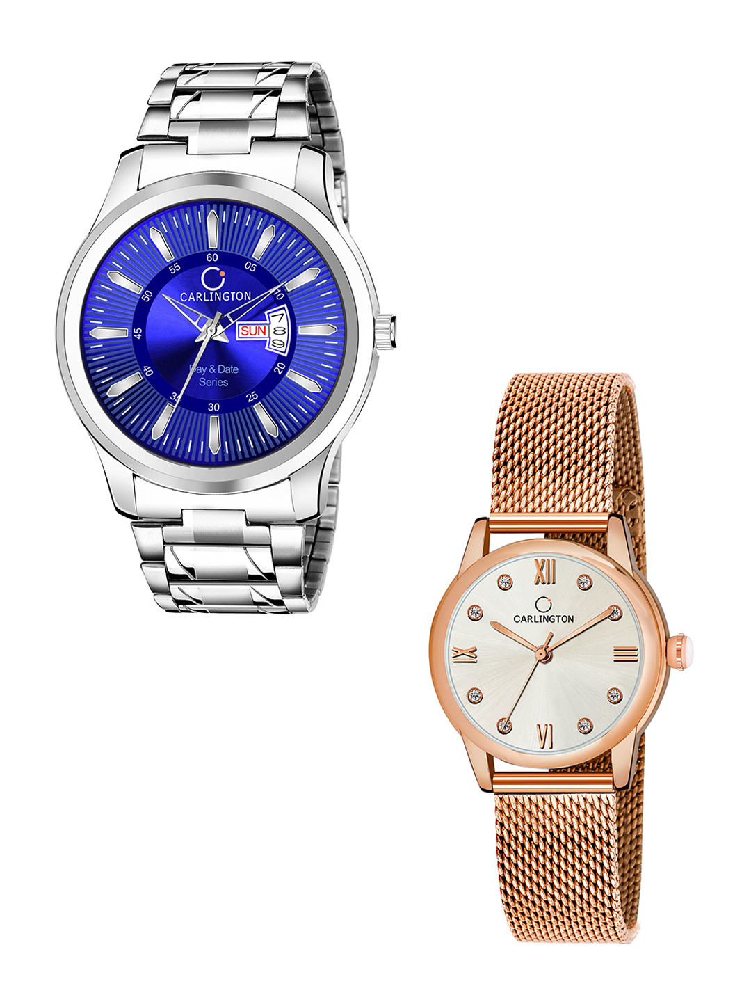 CARLINGTON Unisex Round Dial & Stainless Steel Straps Analogue His and Her Watches CT2005, Blue
CARLINGTON Unisex Round Dial & Stainless Steel Straps Analogue His and Her Watches CT2005, Blue