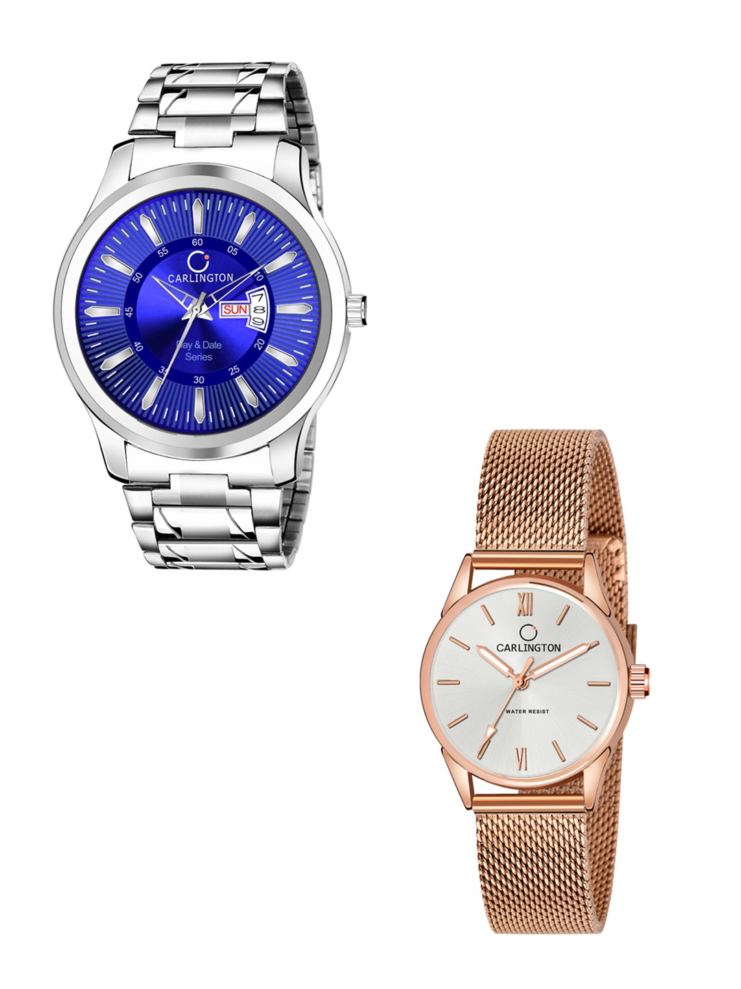 CARLINGTON Unisex Round Dial & Stainless Steel Straps Analogue His and Her Watches CT2008, Blue
CARLINGTON Unisex Round Dial & Stainless Steel Straps Analogue His and Her Watches CT2008, Blue