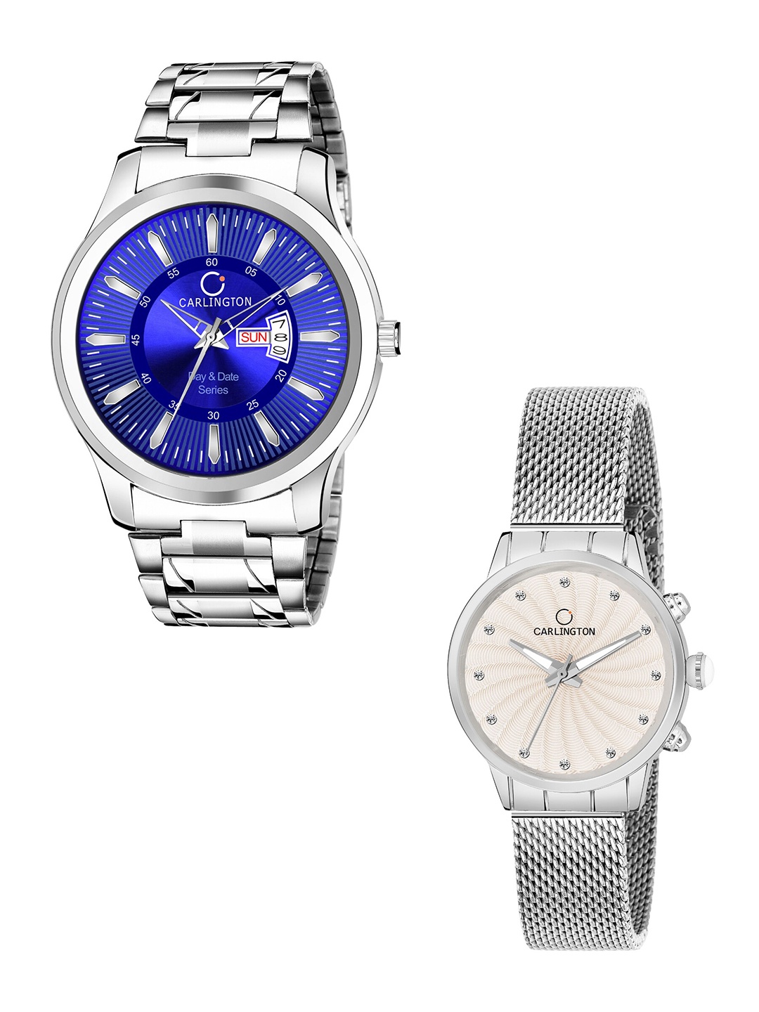 CARLINGTON Unisex Round Dial & Stainless Steel Straps Analogue His and Her Watches CT2017, Blue
CARLINGTON Unisex Round Dial & Stainless Steel Straps Analogue His and Her Watches CT2017, Blue