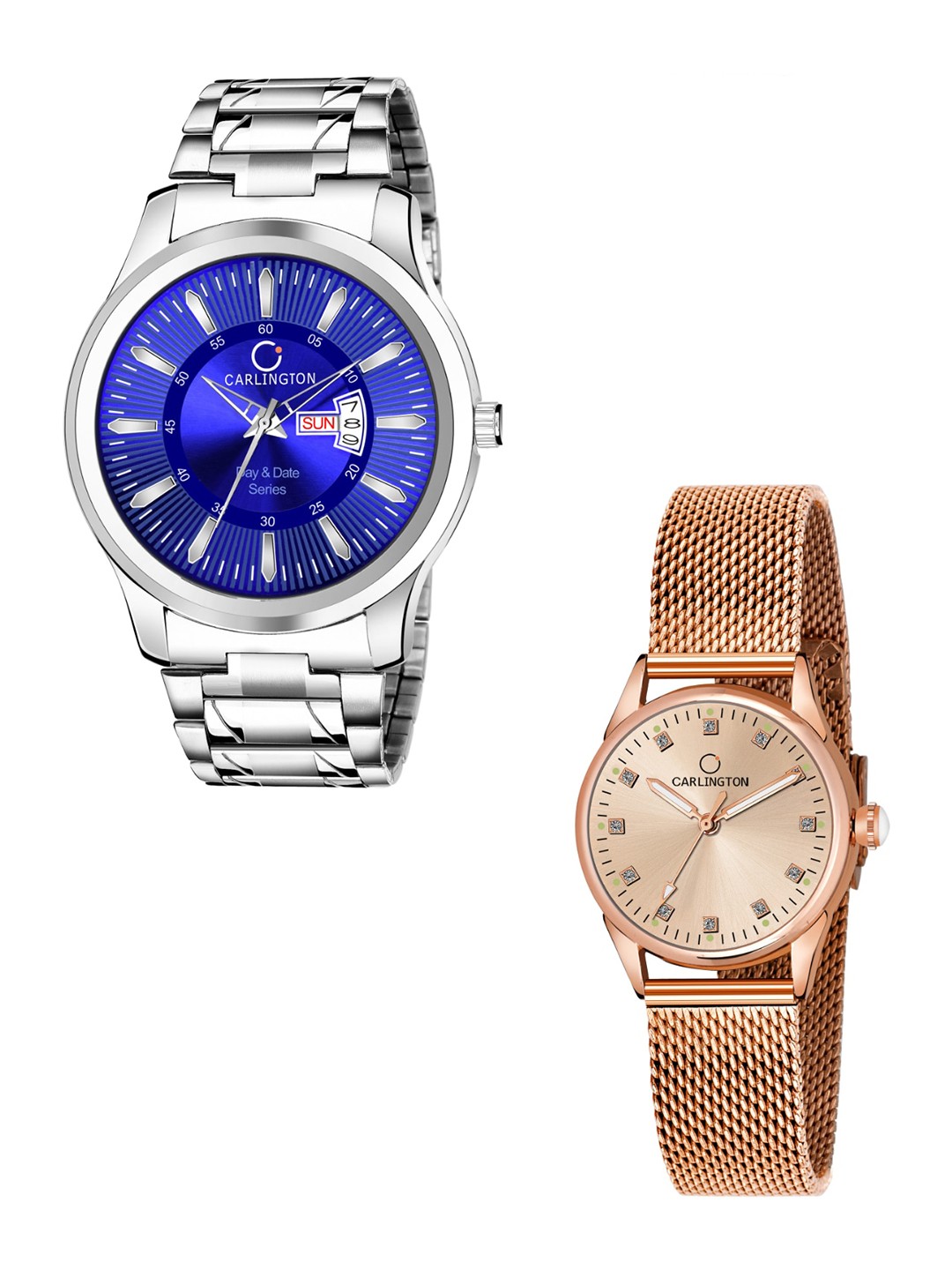CARLINGTON Unisex Round Dial & Stainless Steel Straps Analogue His and Her Watches CT2003, Blue
CARLINGTON Unisex Round Dial & Stainless Steel Straps Analogue His and Her Watches CT2003, Blue