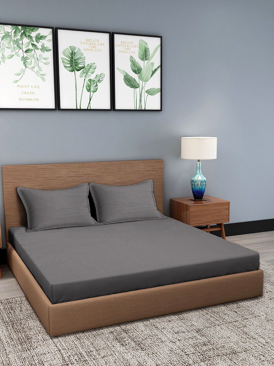 Trident Classic Stripe 210 TC Pure Cotton Antimicrobial King Bedsheet with 2 Pillow Covers, Grey
Trident Classic Stripe 210 TC Pure Cotton Antimicrobial King Bedsheet with 2 Pillow Covers, Grey