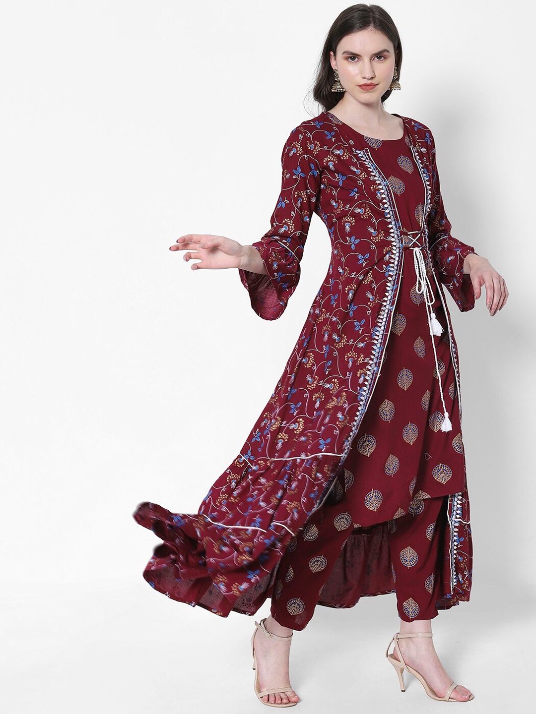 HEEPOSH Women Maroon Ethnic Motifs Printed Layered Thread Work Liva Kurta with Trousers
HEEPOSH Women Maroon Ethnic Motifs Printed Layered Thread Work Liva Kurta with Trousers