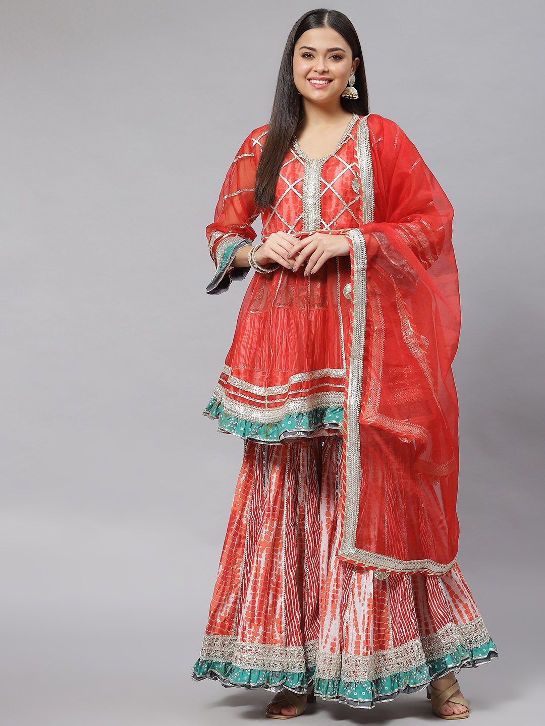 mokshi Women Red Ethnic Motifs Pleated Gotta Patti Pure Cotton Kurti with Sharara & With Dupatta
mokshi Women Red Ethnic Motifs Pleated Gotta Patti Pure Cotton Kurti with Sharara & With Dupatta