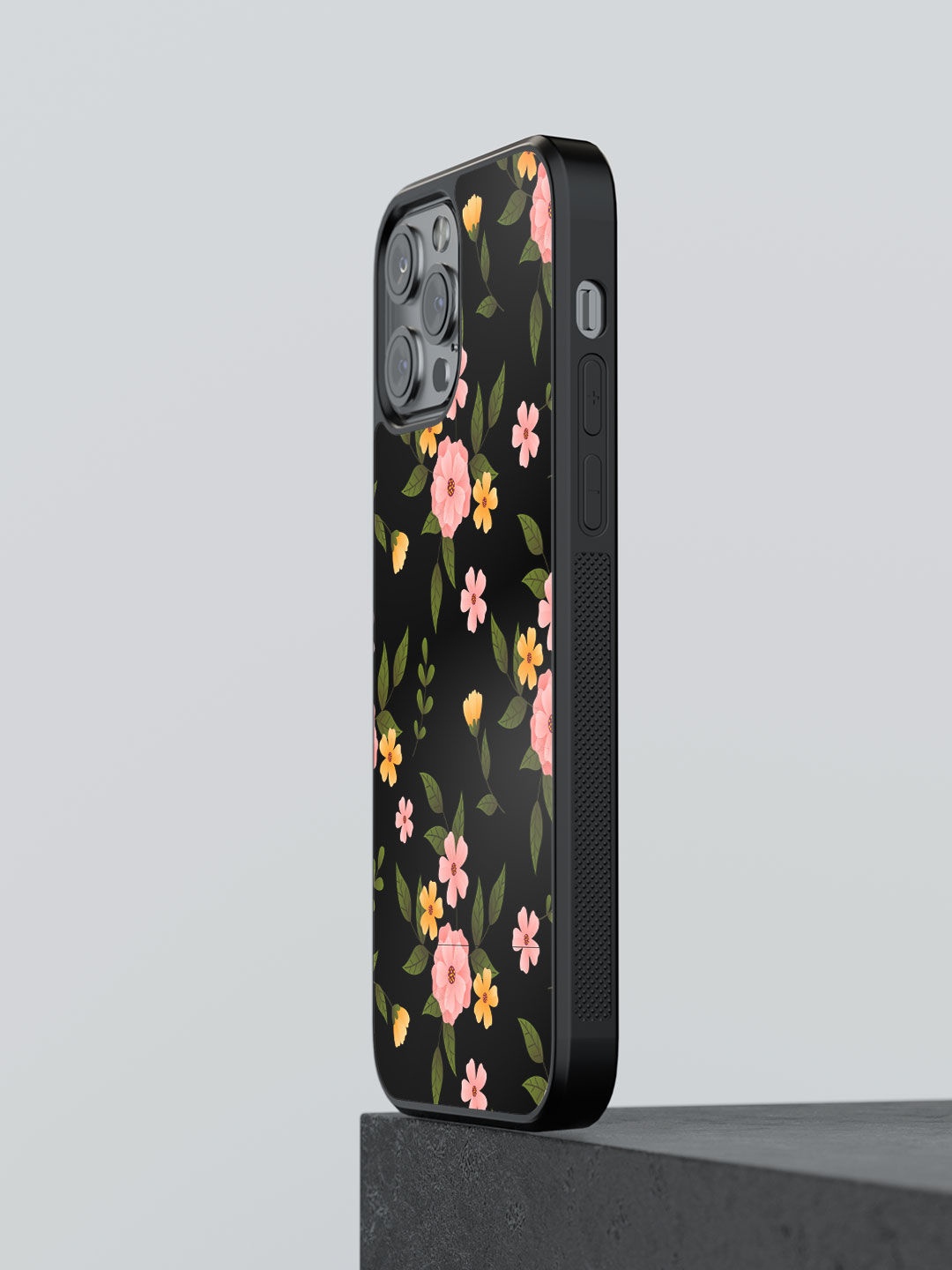 macmerise Pink & Black Printed iPhone 13 Pro Bumper Phone Back Case