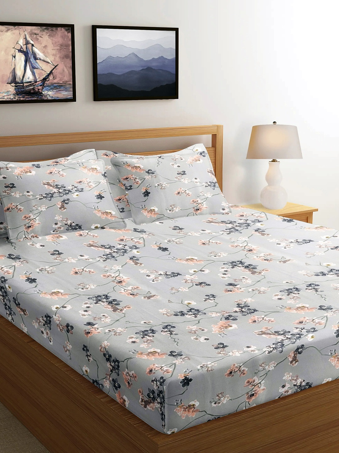 White Loom Grey & White Floral 180 TC Pure Cotton Queen Bedsheet with 2 Pillow Covers
White Loom Grey & White Floral 180 TC Pure Cotton Queen Bedsheet with 2 Pillow Covers