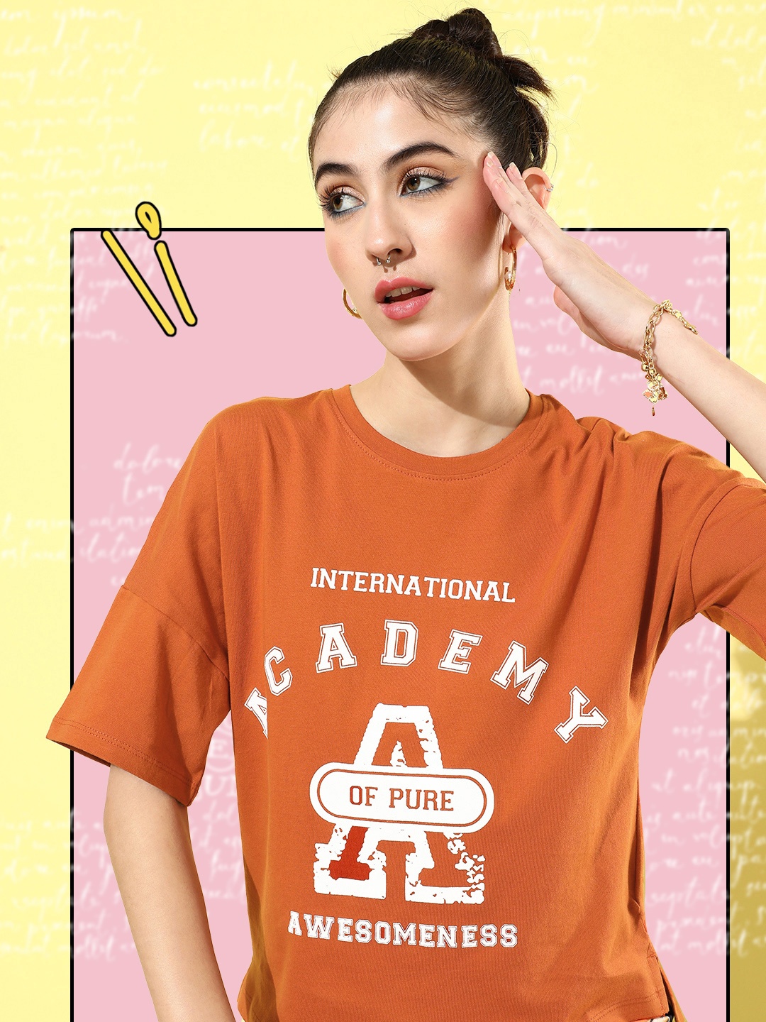 Mast & Harbour Women Rust Orange Pure Cotton College Cool Whipped for Varsity T-shirt
Mast & Harbour Women Rust Orange Pure Cotton College Cool Whipped for Varsity T-shirt