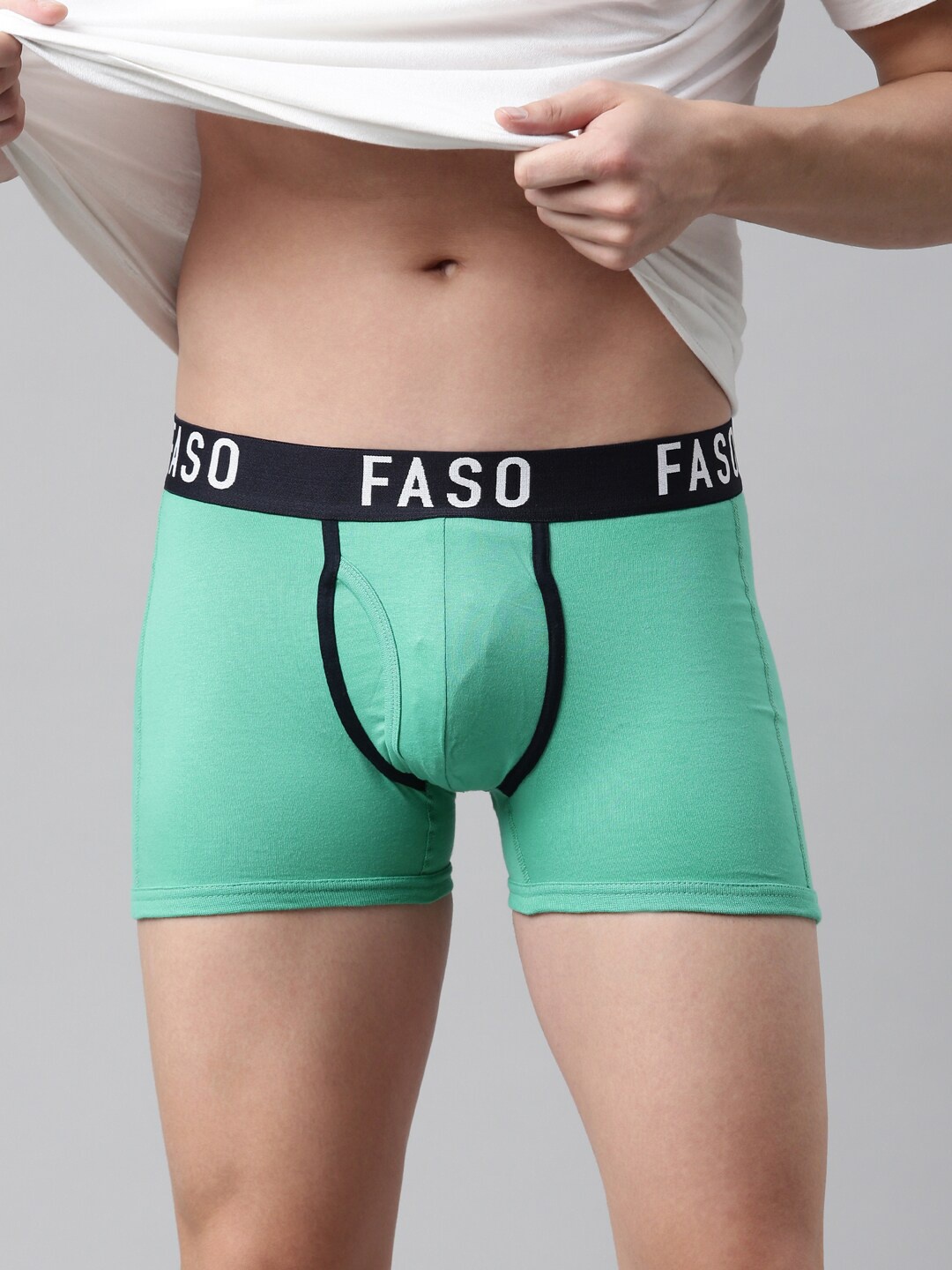 FASO Men Green Solid Pure Cotton Trunk