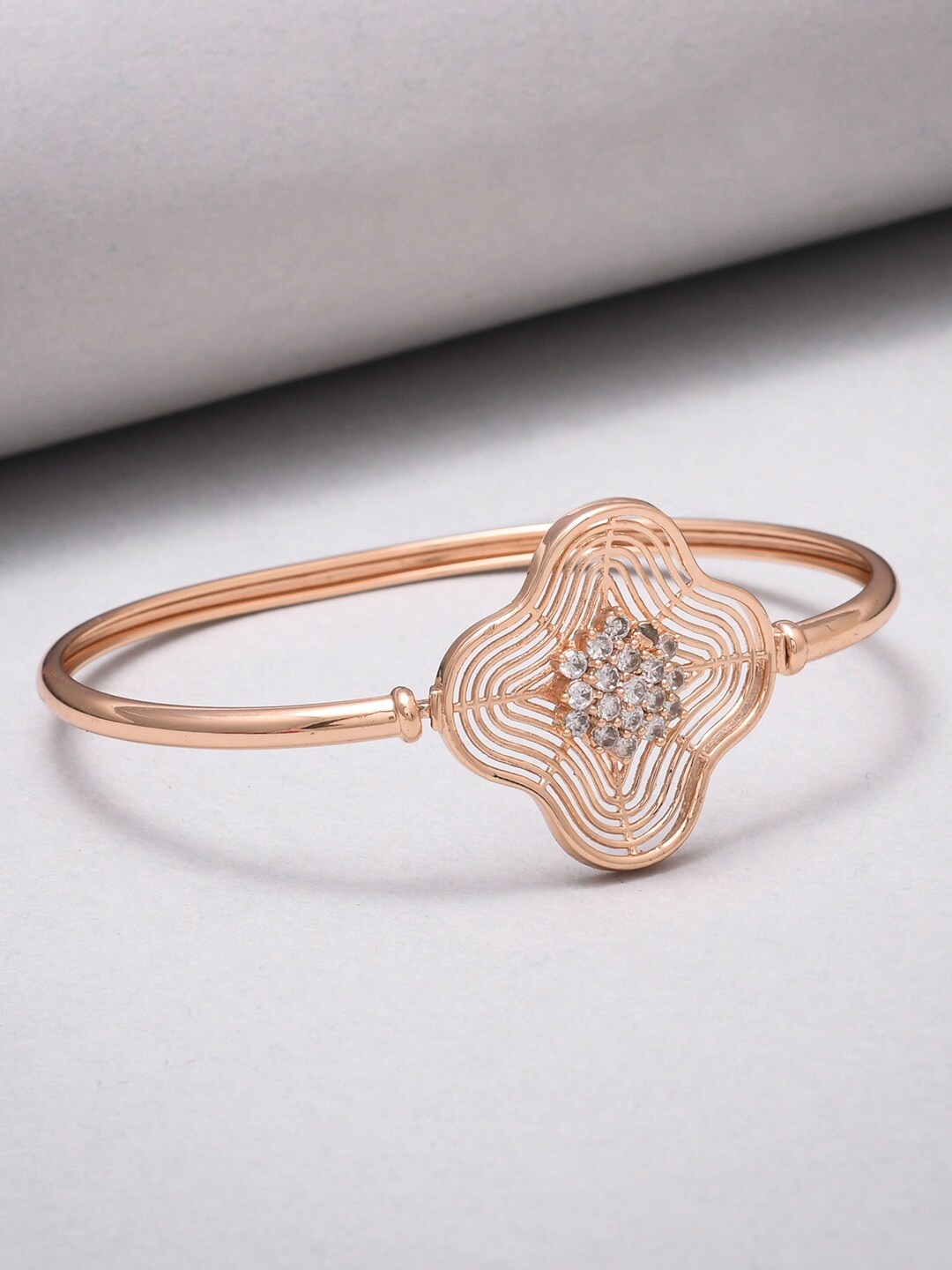 Voylla Women Rose Gold & White Brass Rose Gold-Plated Bangle-Style Bracelet