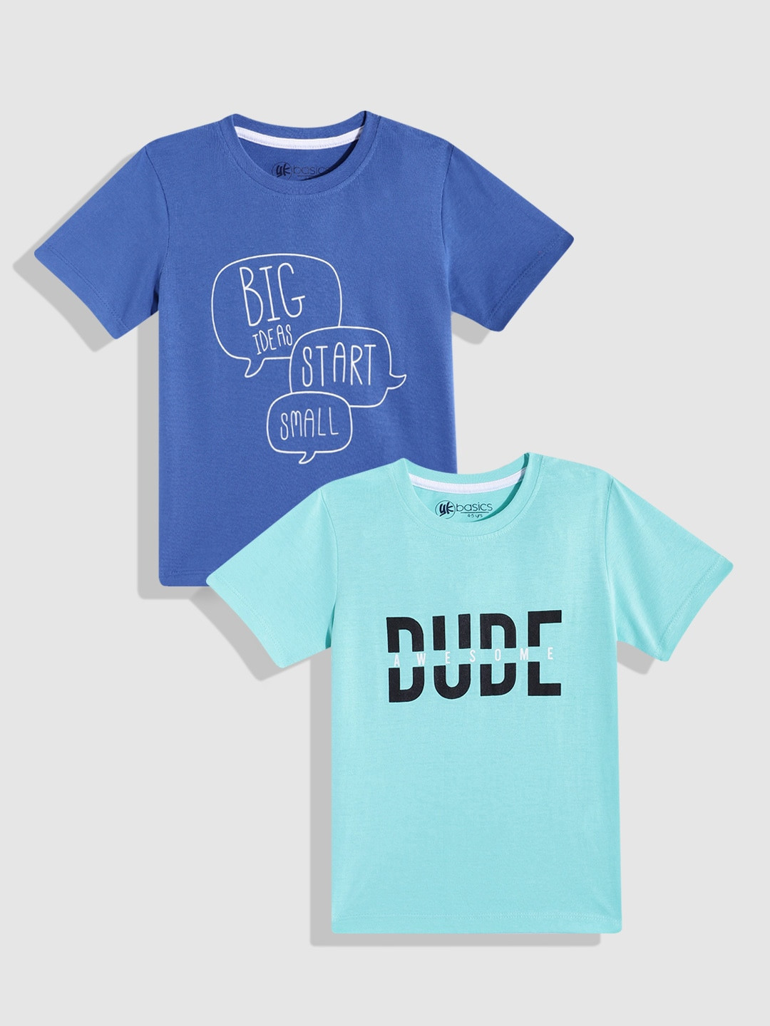 YK Basics Boys Pack of 2 Printed Pure Cotton T-shirt, Blue 
YK Basics Boys Pack of 2 Printed Pure Cotton T-shirt, Blue