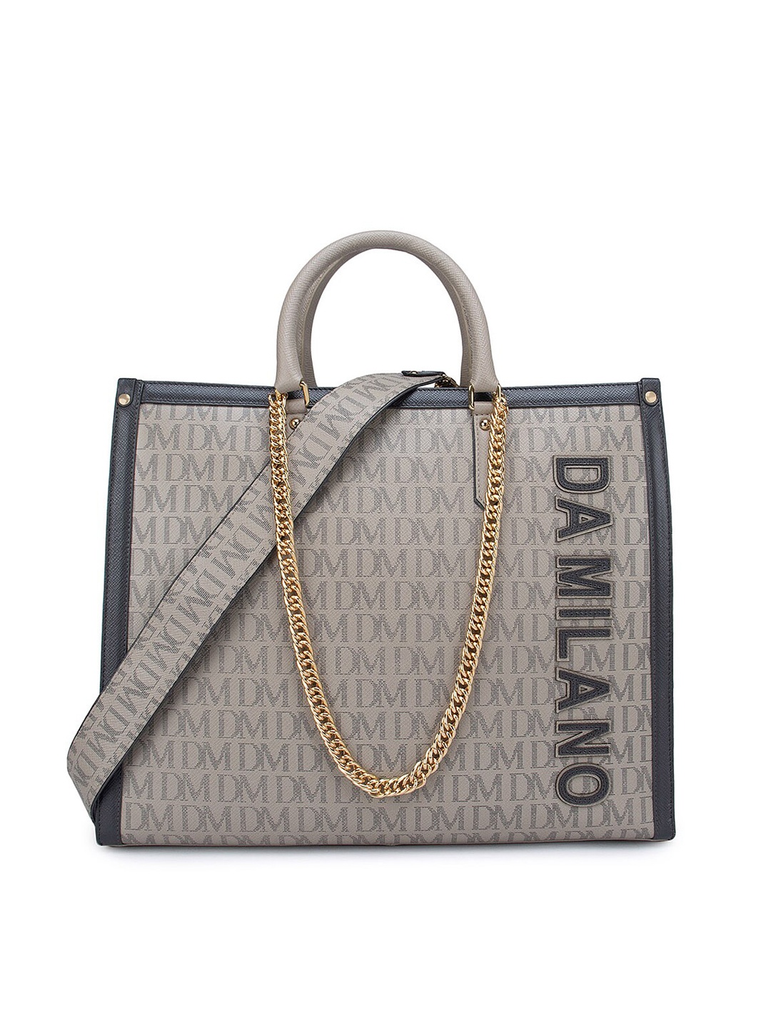 Da Milano Beige Leather Structured Handheld Bag