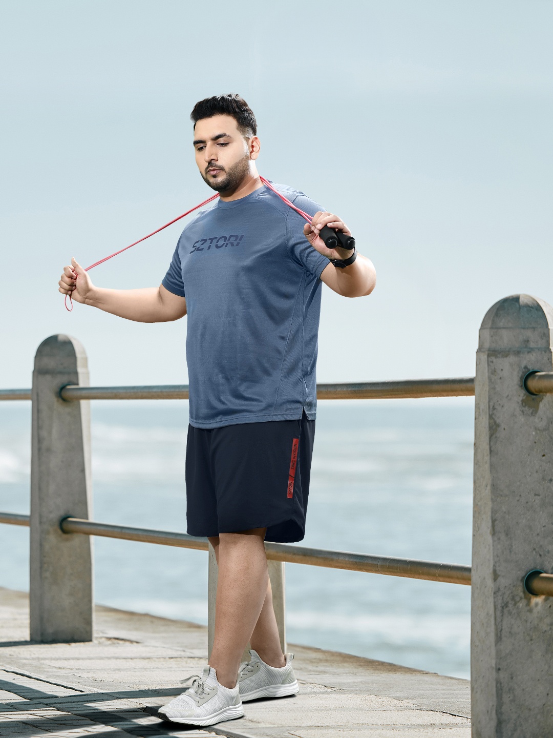 Sztori Men Plus Size Quick Dry Regular Fit Sports Shorts, Navy blue