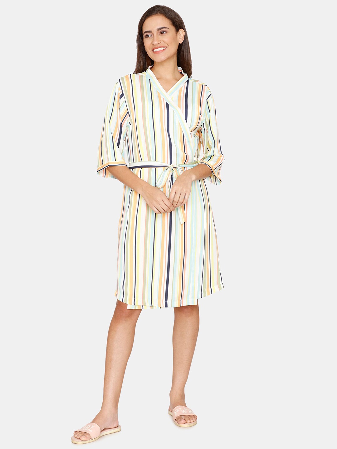 Coucou by Zivame Women Striped Cover-Up Dress, Orange