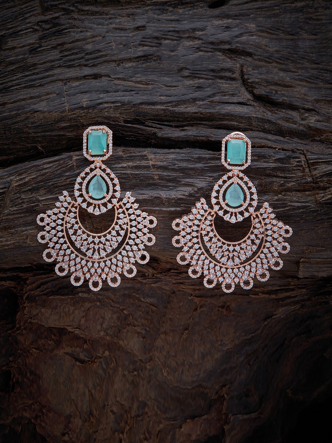 Kushal's Fashion Jewellery Sea Green & Rose Gold-Plated CZ Crescent Shaped Chandbalis
Kushal's Fashion Jewellery Sea Green & Rose Gold-Plated CZ Crescent Shaped Chandbalis