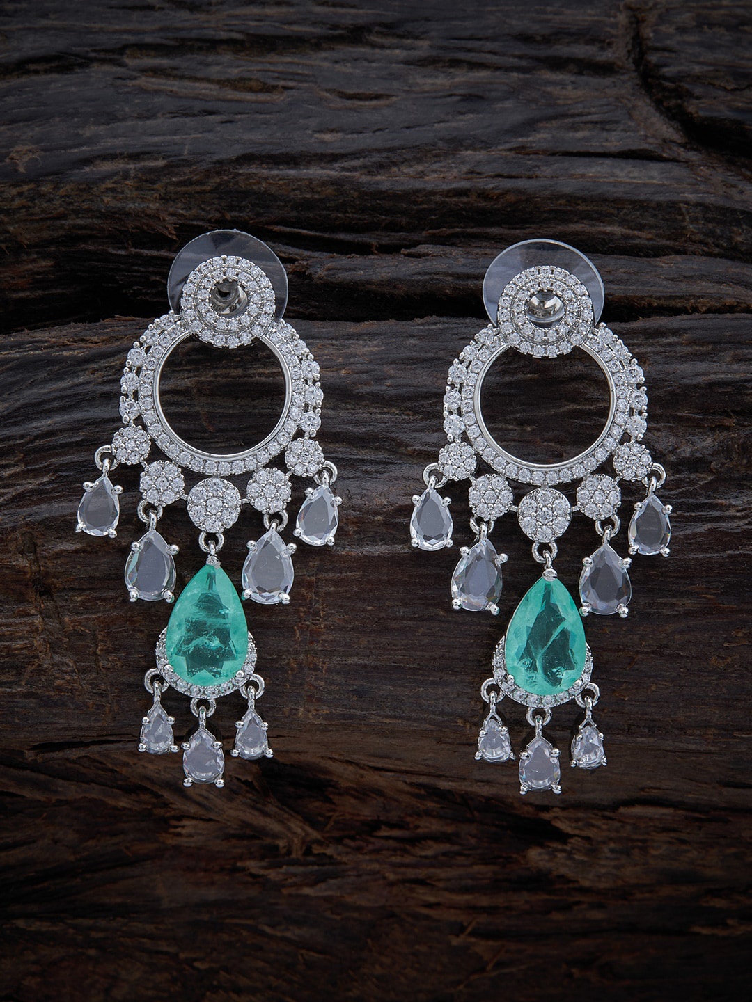 Kushal's Fashion Jewellery Sea Green & White Rhodium-Plated CZ Studded Drop Earrings
Kushal's Fashion Jewellery Sea Green & White Rhodium-Plated CZ Studded Drop Earrings