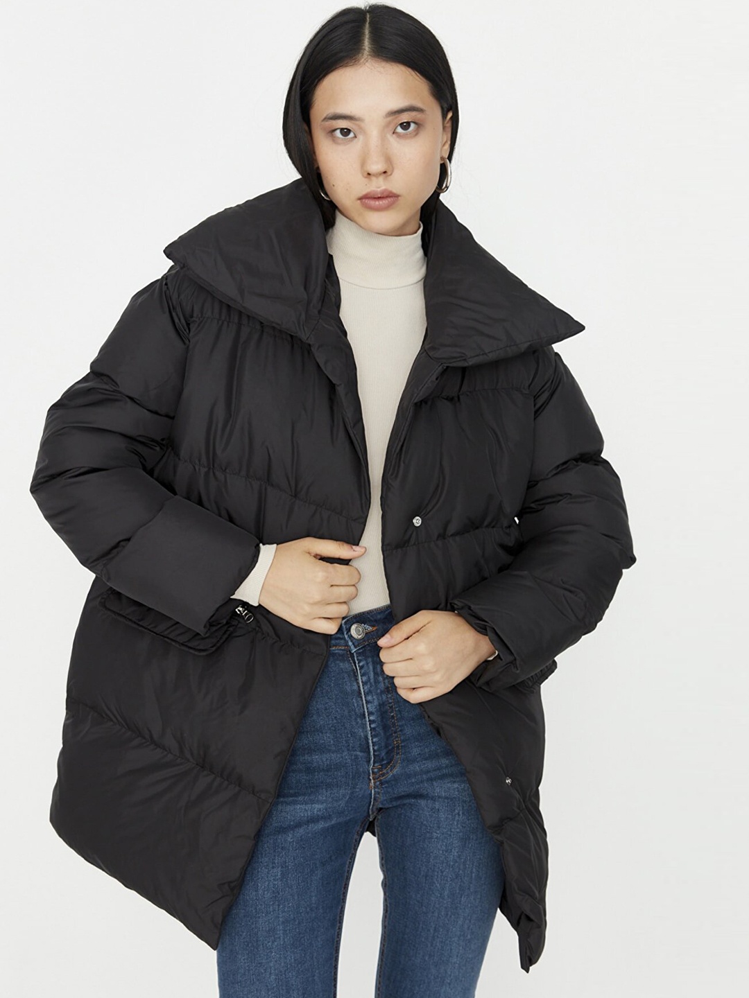 Trendyol Women Black Longline Puffer Jacket