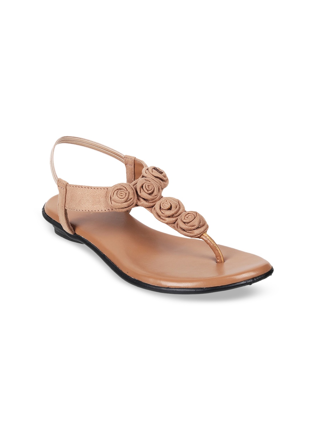 WALKWAY by Metro Women Beige Embellished T-Strap Flats