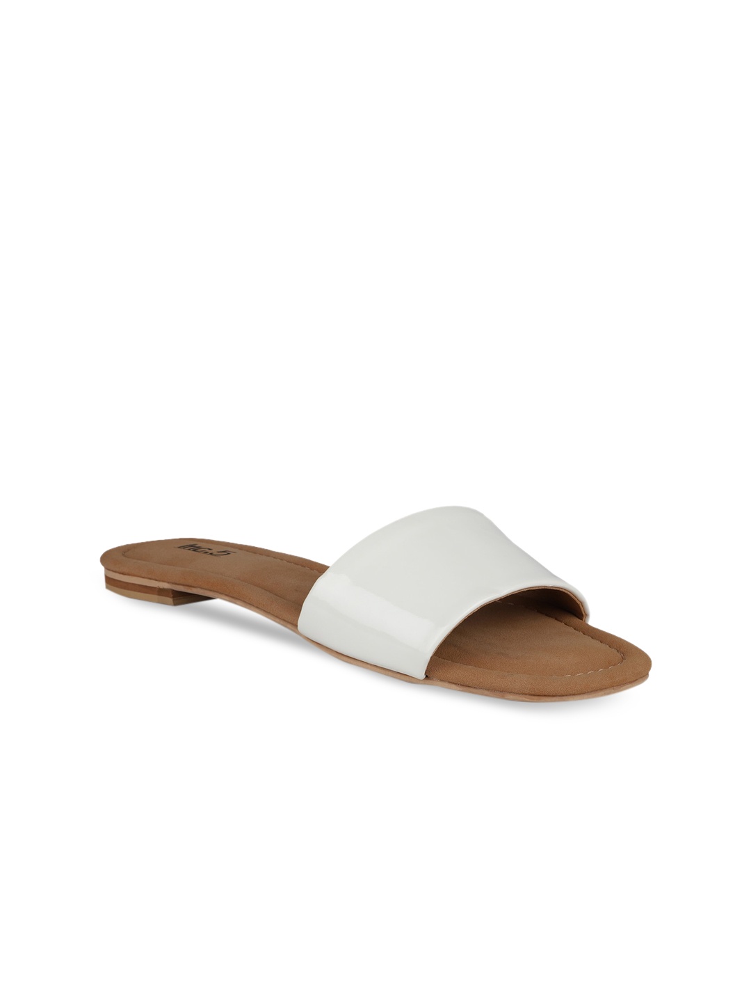 Inc 5 Women White Open Toe Flats
