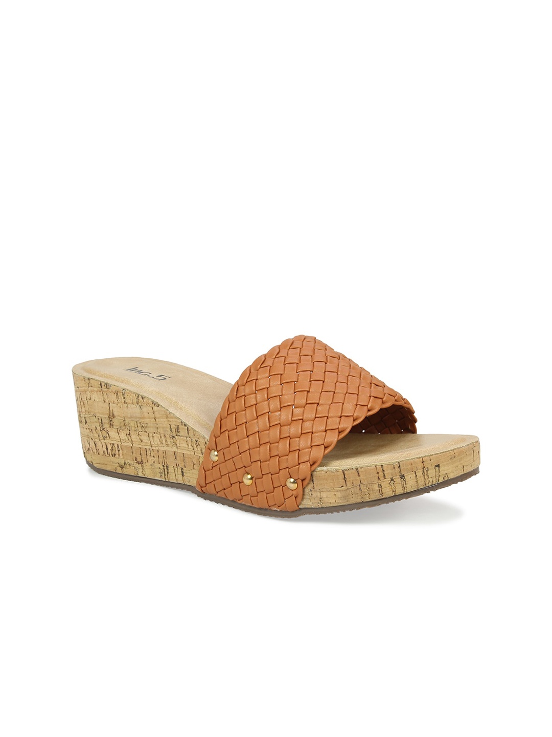 Inc 5 Women Tan Woven Design Wedge Heels