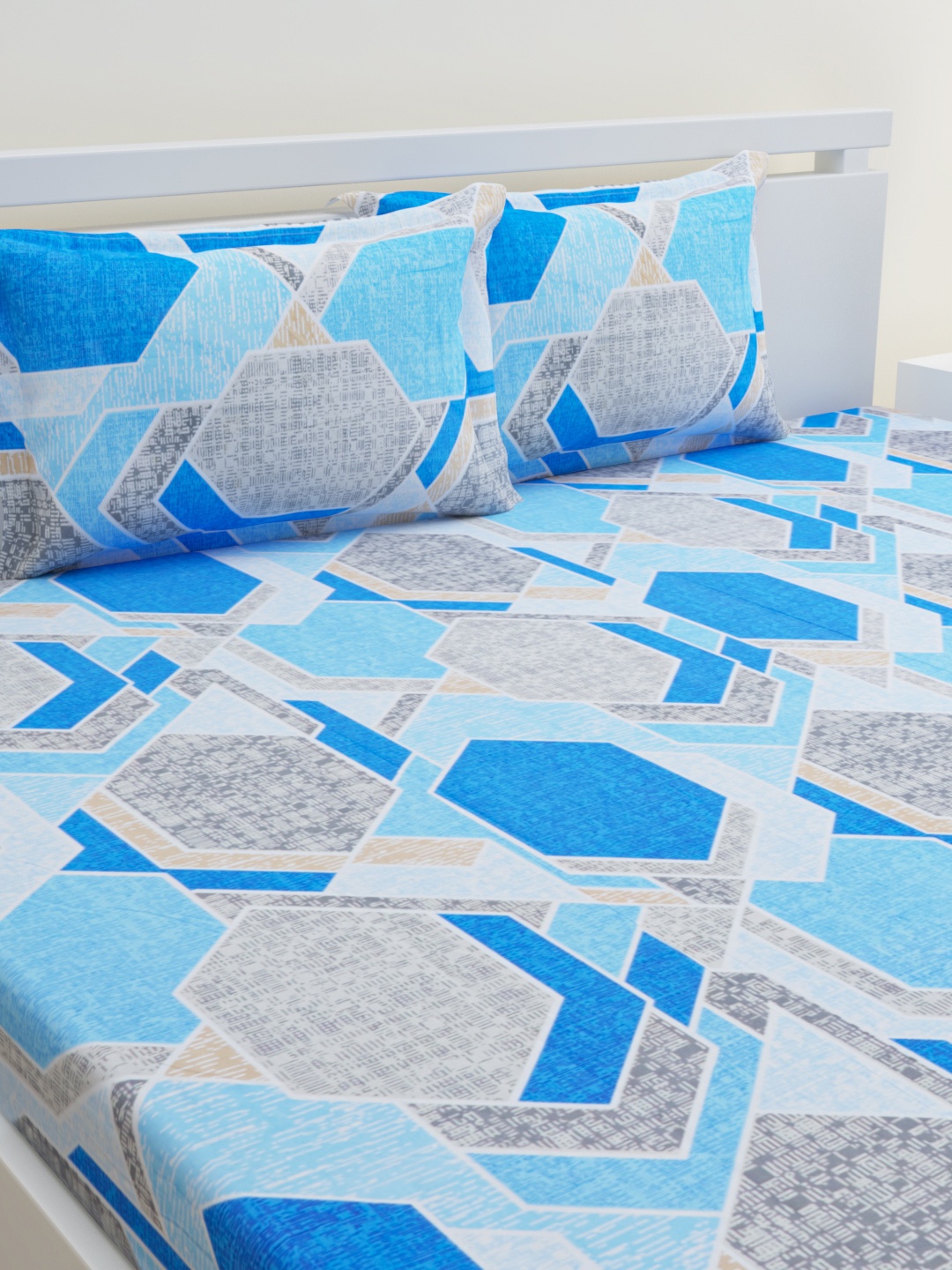 HOME AFFAIRS Blue & Grey Geometric 144 TC Pure Cotton Queen Bedsheet with 2 Pillow Covers
HOME AFFAIRS Blue & Grey Geometric 144 TC Pure Cotton Queen Bedsheet with 2 Pillow Covers