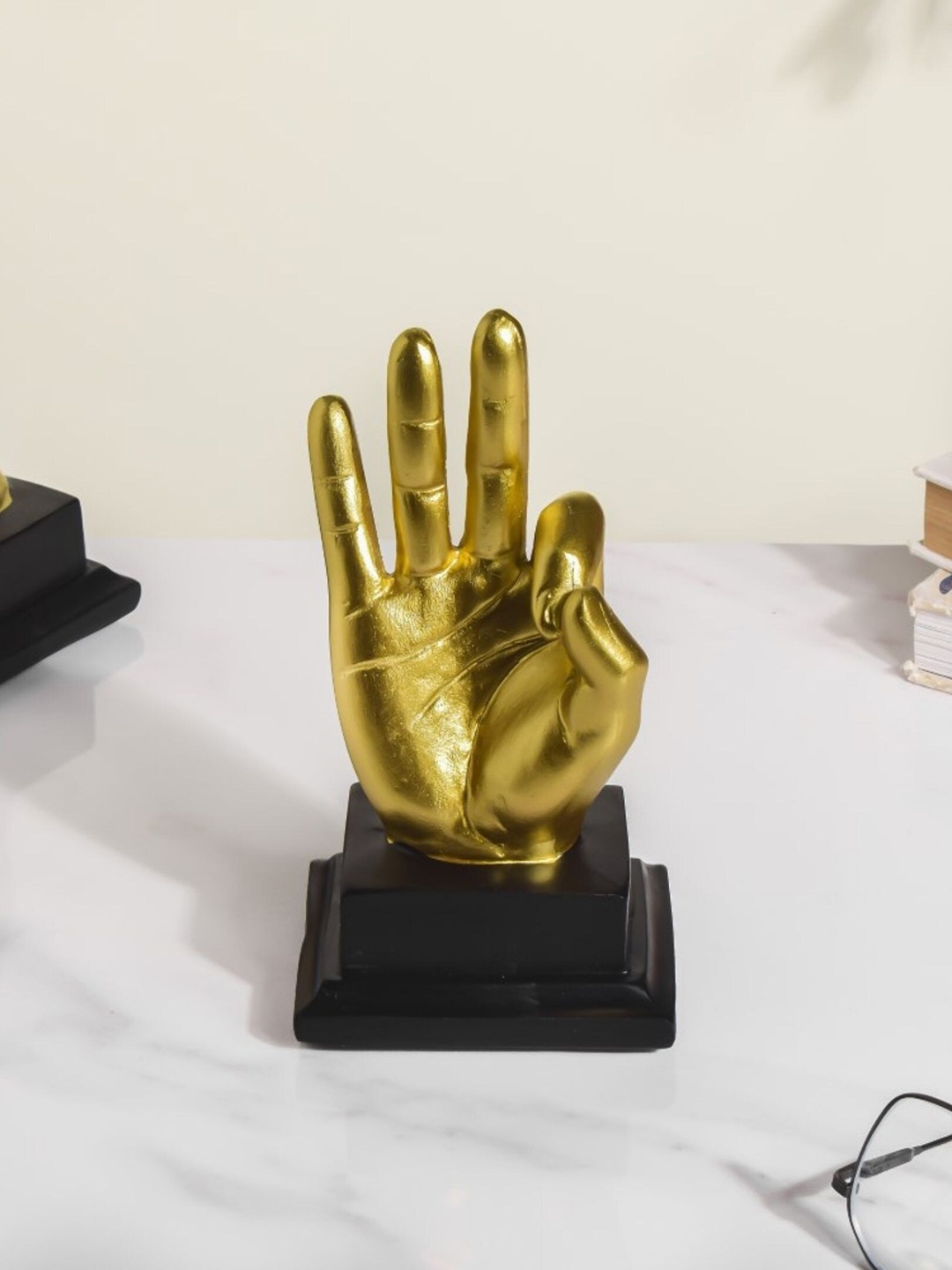 Nestasia Gold-Toned & Black Perfect Hand Gesture Curio Showpieces
