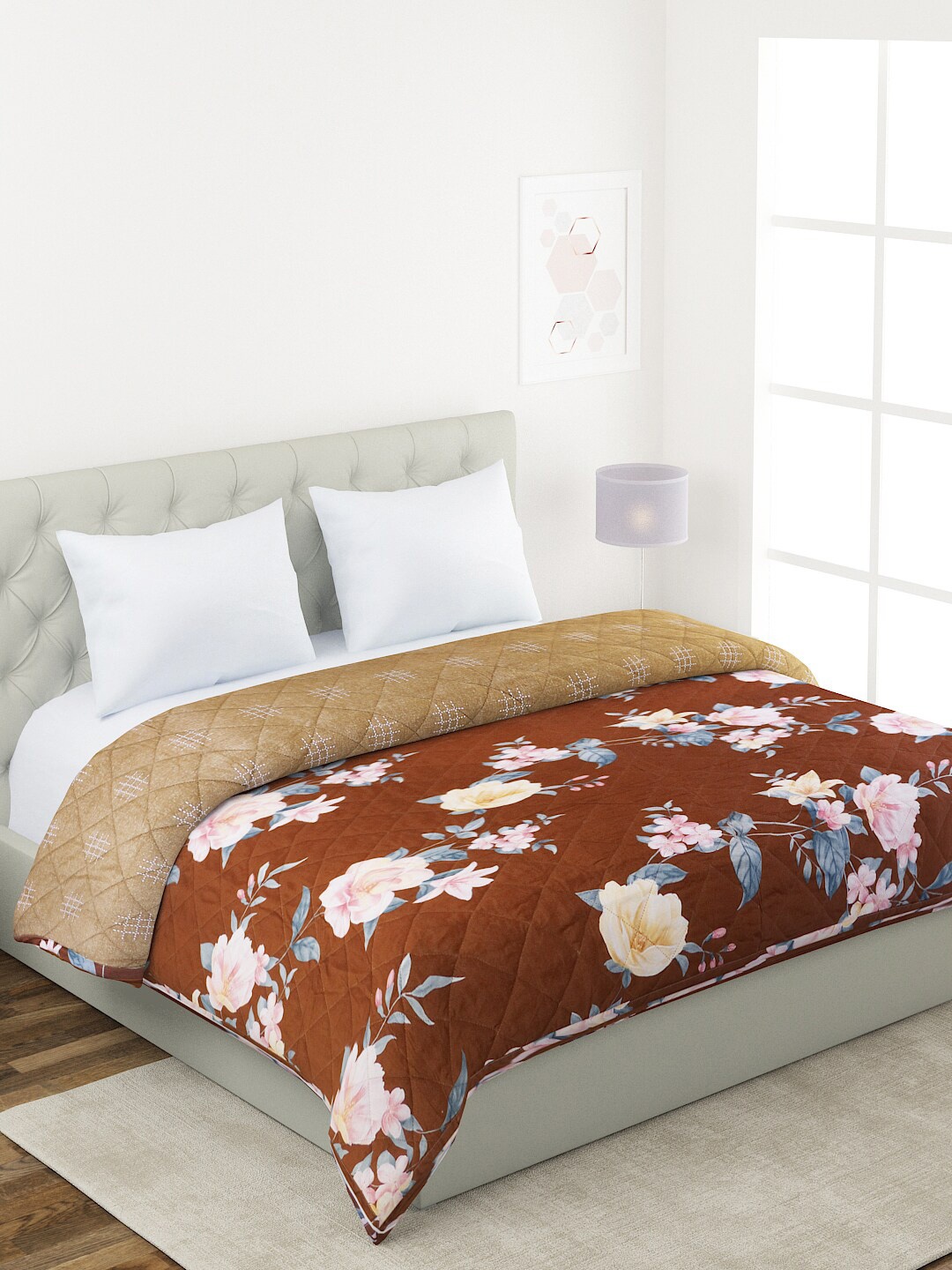 A Homes Grace Coffee Brown & Cream-Coloured Floral Microfiber AC Room 120 GSM Double Bed Comforter
A Homes Grace Coffee Brown & Cream-Coloured Floral Microfiber AC Room 120 GSM Double Bed Comforter