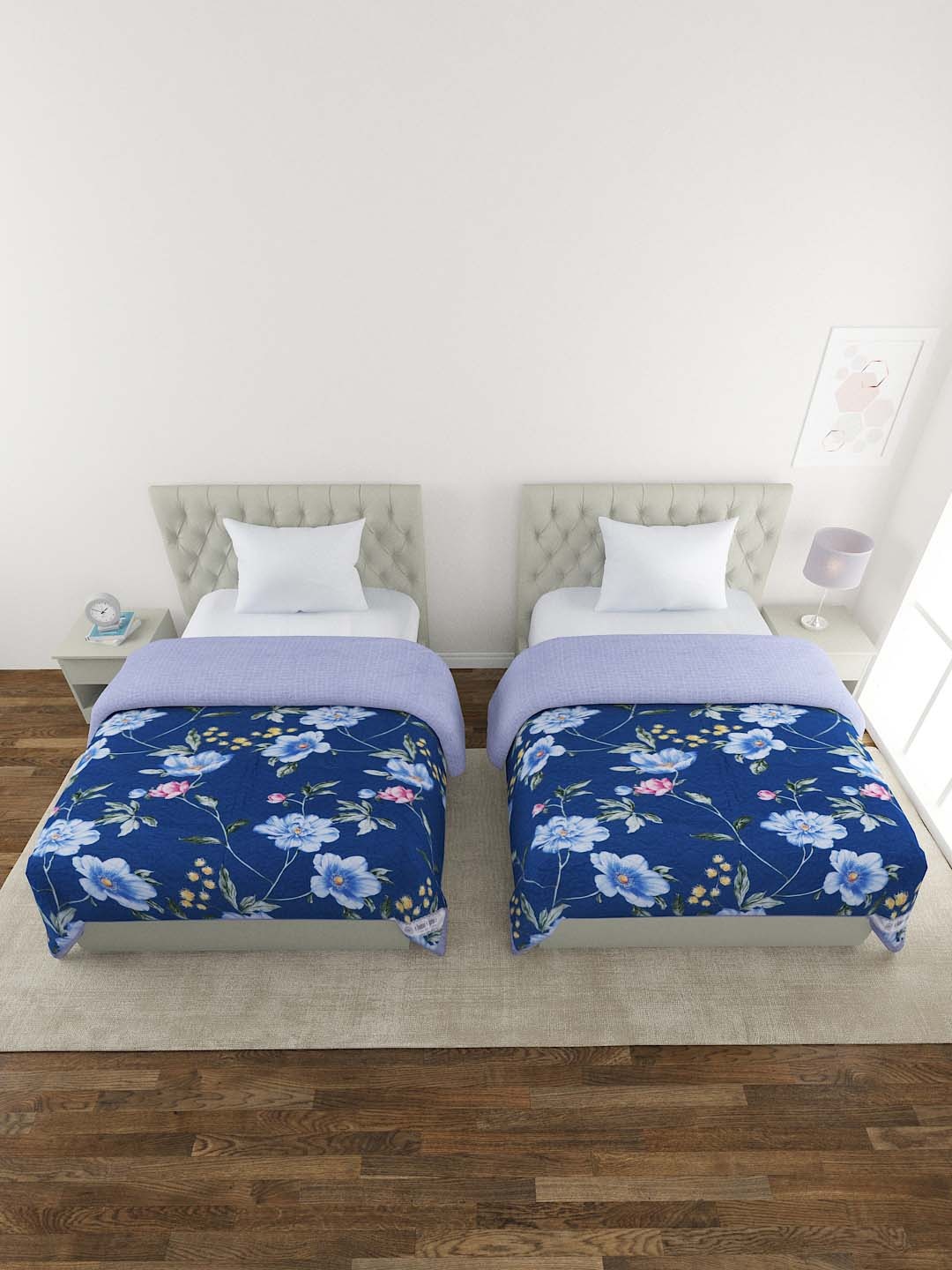 A Homes Grace Blue & Violet Set of 2 Floral Reversible 120 GSM Single Bed Comforter
A Homes Grace Blue & Violet Set of 2 Floral Reversible 120 GSM Single Bed Comforter