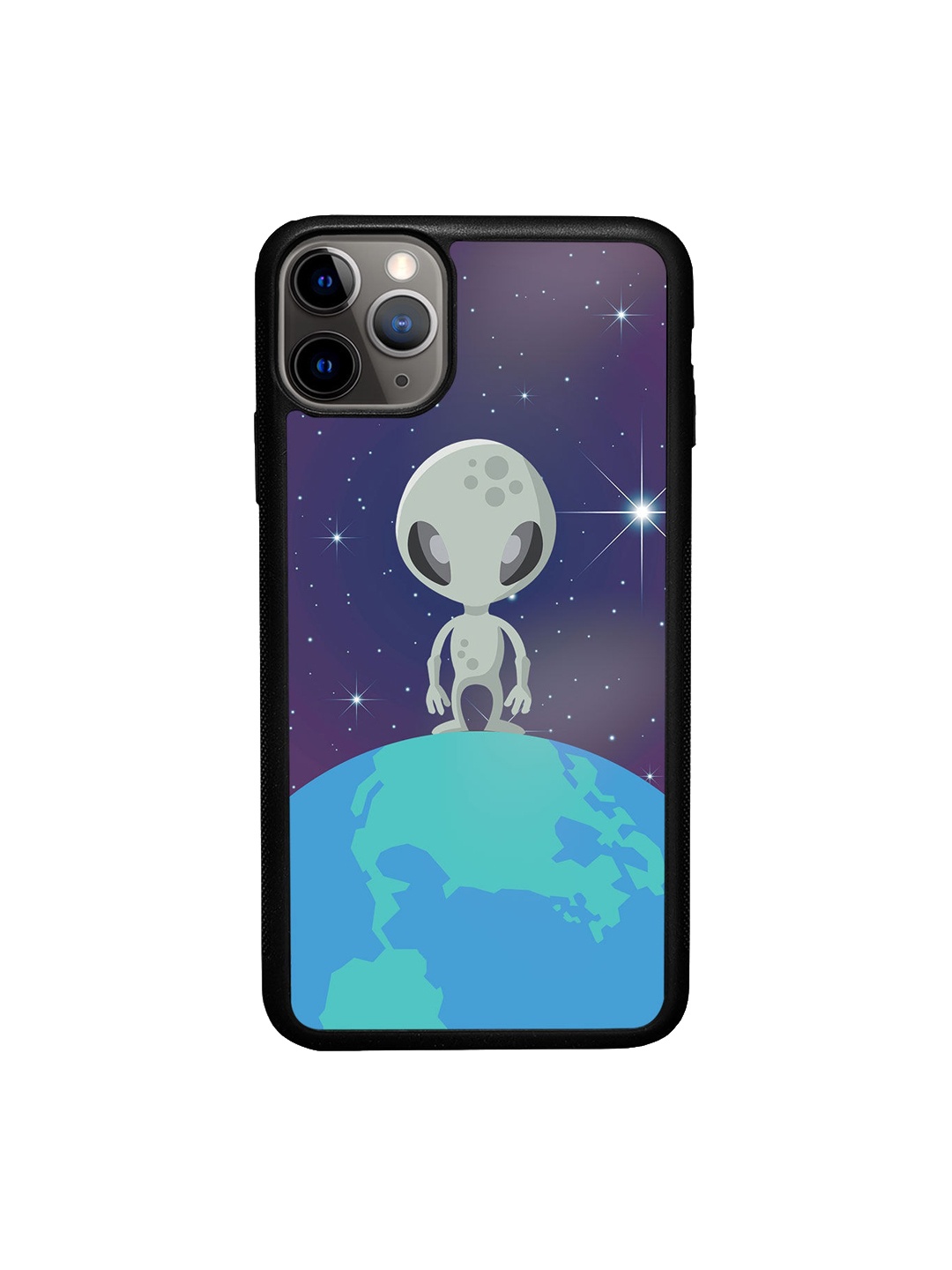 Macmerise Sky Blue & Navy Blue Alien Printed iPhone 11 Pro Max Bumper Phone Back Case