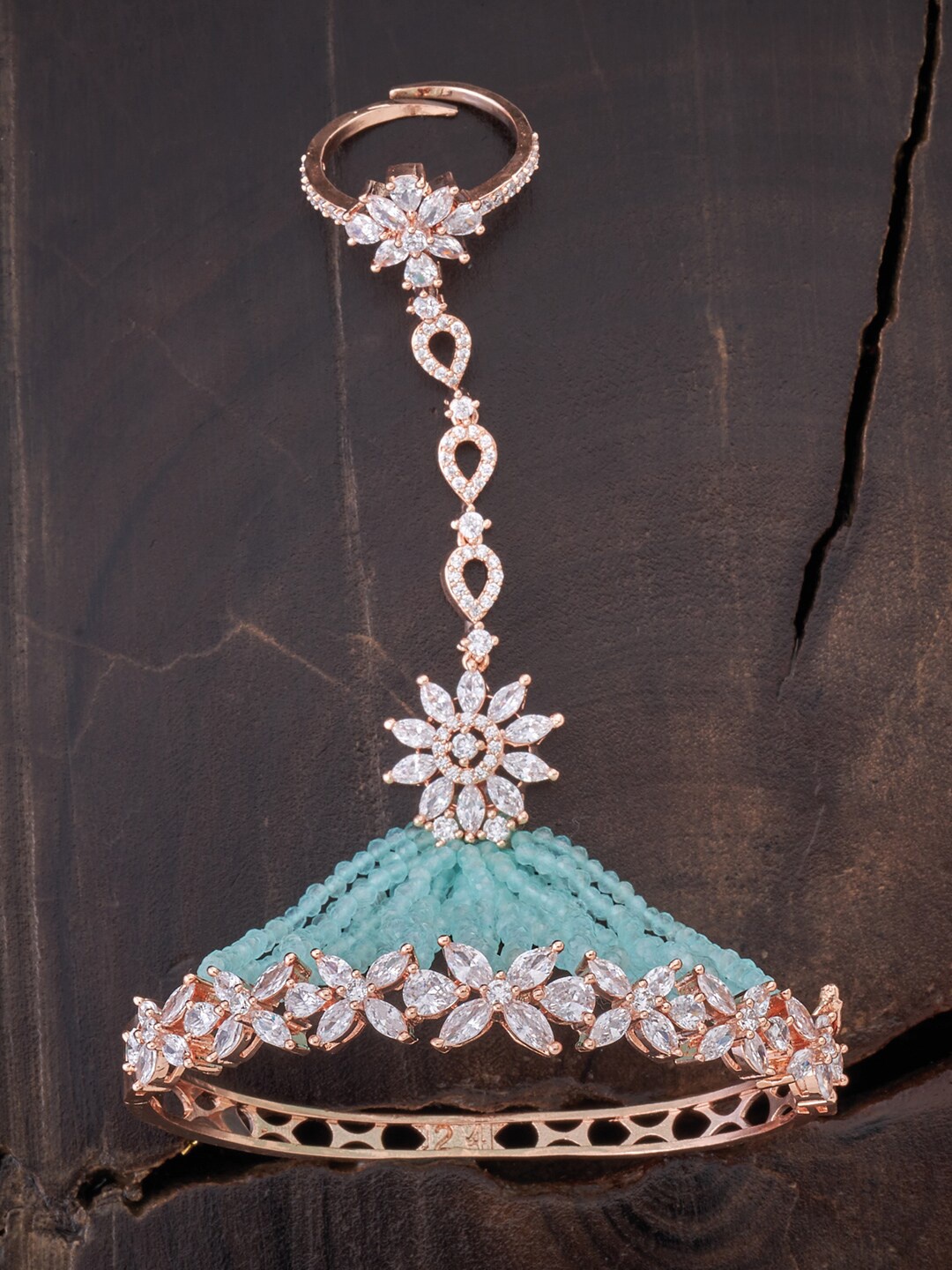 Kushal's Fashion Jewellery Women Rose Gold & Sea Green Rose Gold-Plated Ring Bracelet
Kushal's Fashion Jewellery Women Rose Gold & Sea Green Rose Gold-Plated Ring Bracelet