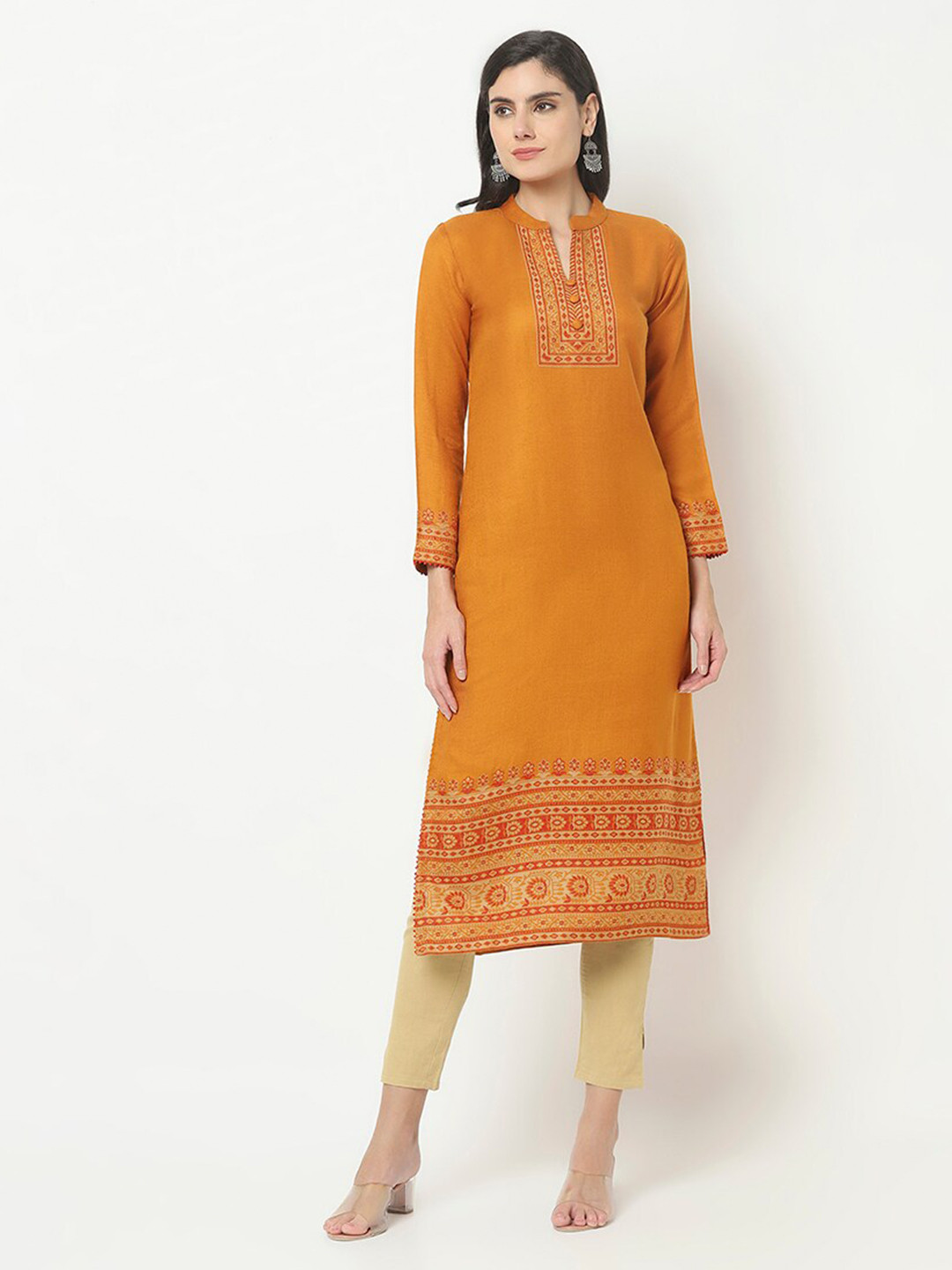 KALINI Ethnic Motifs Mandarin Collar Printed Kurta, Yellow
KALINI Ethnic Motifs Mandarin Collar Printed Kurta, Yellow