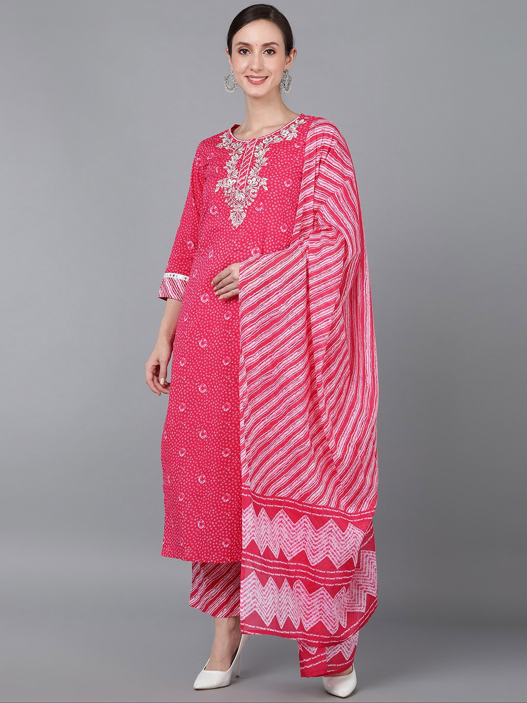 AHIKA Women Pink Ethnic Motifs Yoke Design Pure Cotton Kurta with Trousers & With Dupatta
AHIKA Women Pink Ethnic Motifs Yoke Design Pure Cotton Kurta with Trousers & With Dupatta