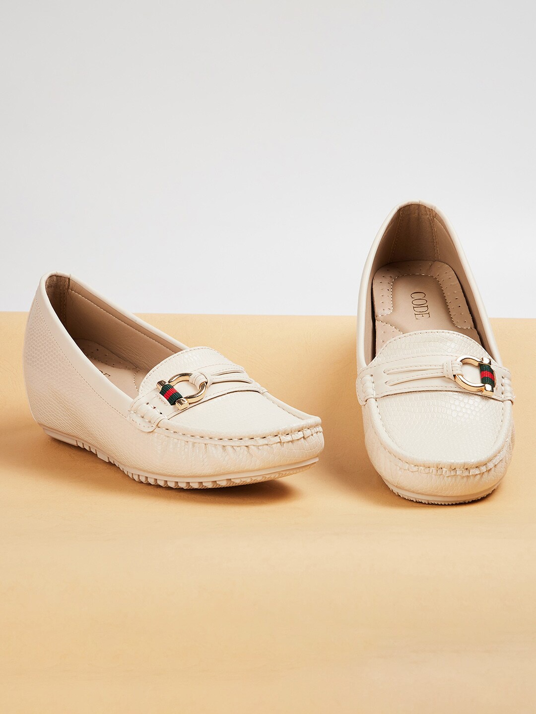 CODE by Lifestyle Women Off White Woven Design Slip-On Sneakers