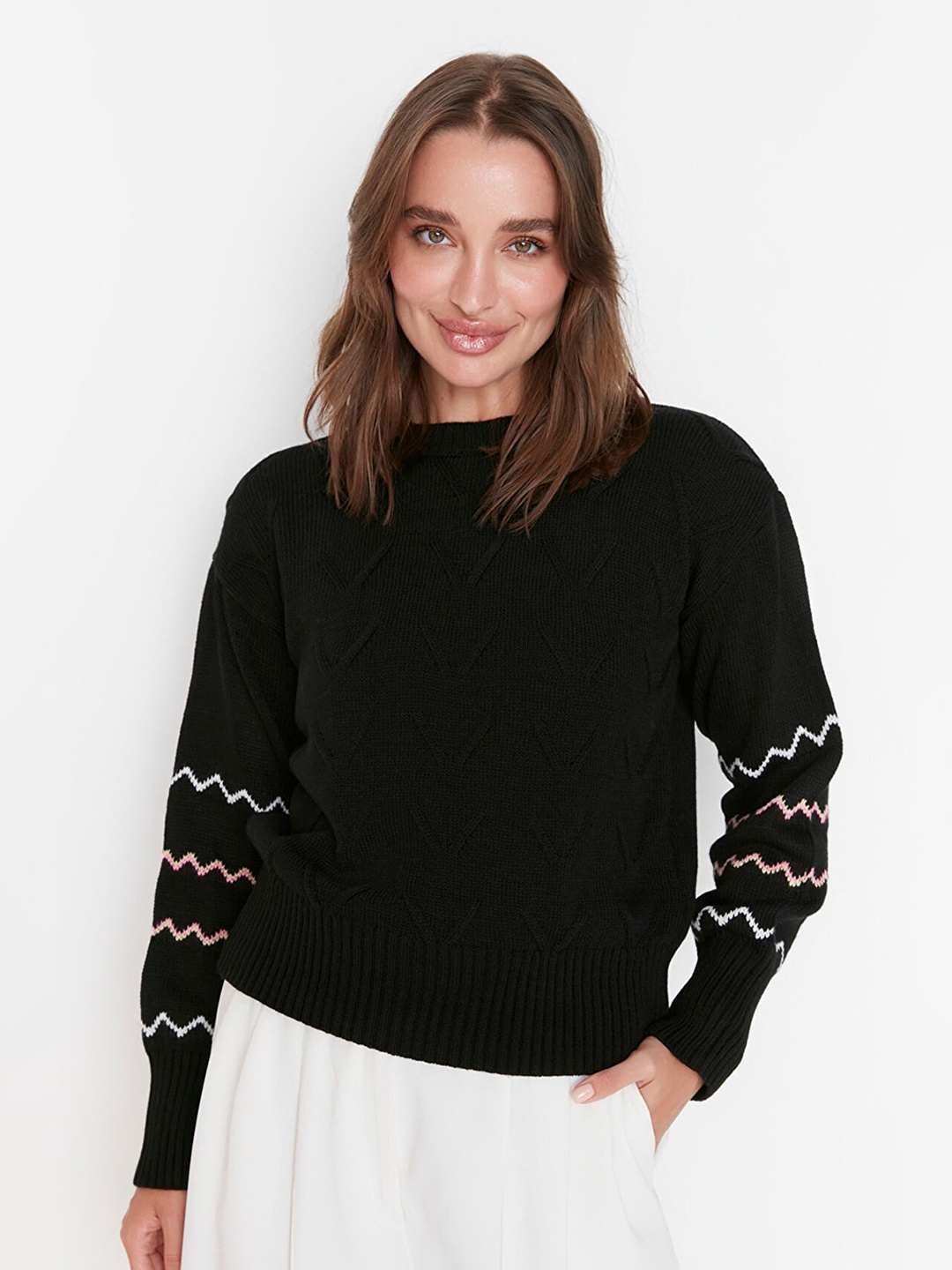 Trendyol Women Black Printed Pullover