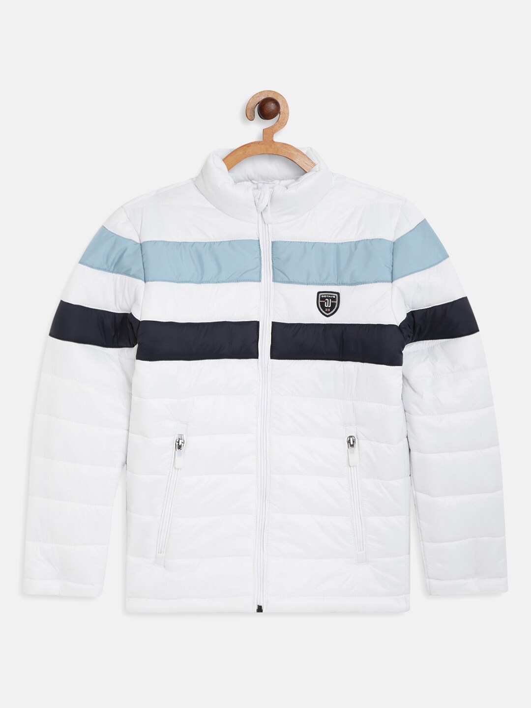 Octave Boys White Blue Striped Puffer Jacket