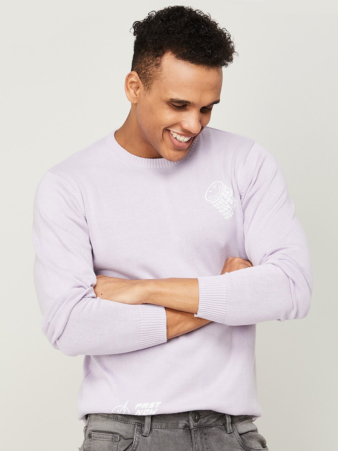 SmileyWorld Men Purple Cotton Sweatshirt