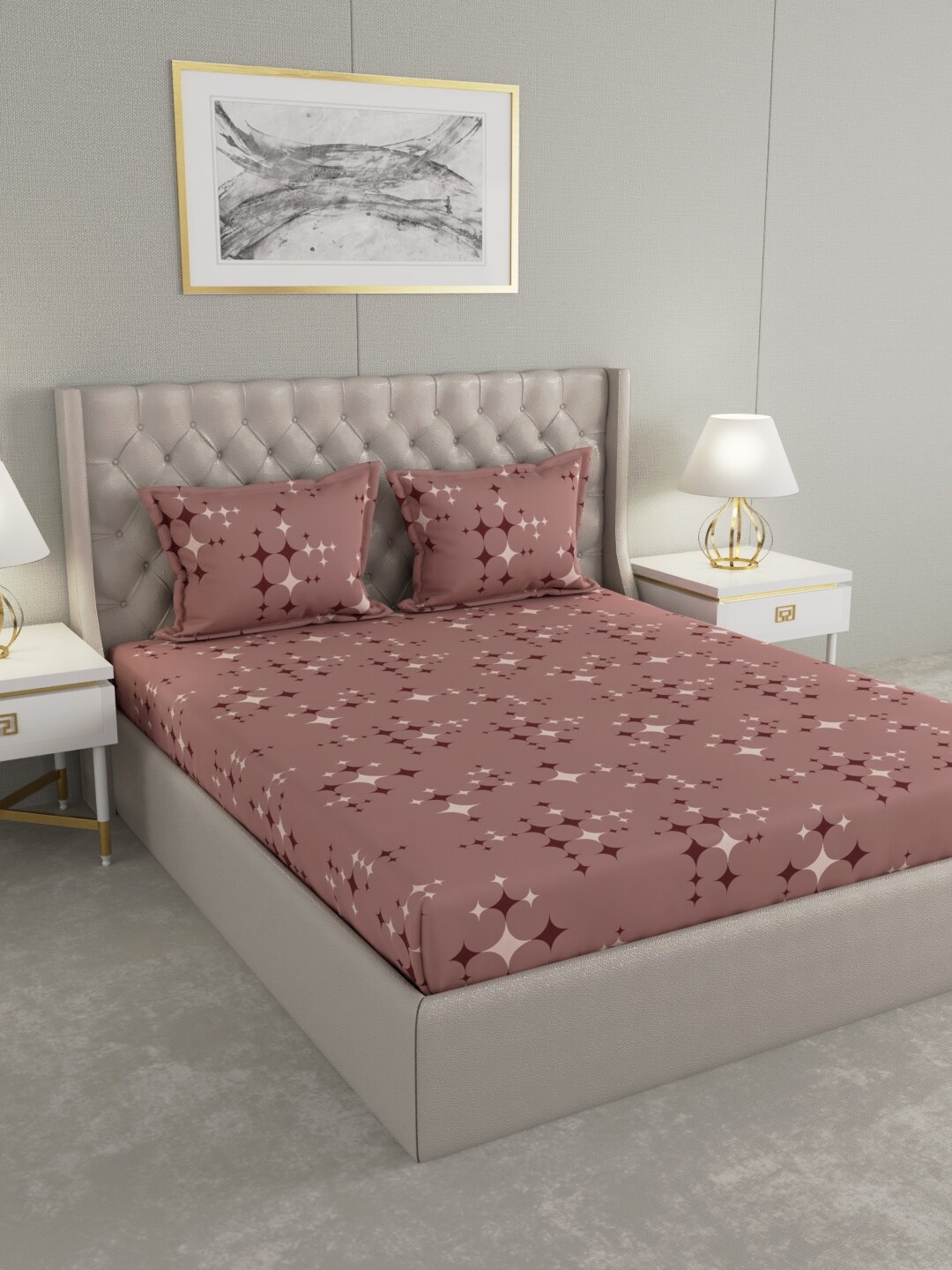 Raymond Home Peach-Coloured & Brown Geometric 100 TC King Bedsheet with 2 Pillow Covers
Raymond Home Peach-Coloured & Brown Geometric 100 TC King Bedsheet with 2 Pillow Covers