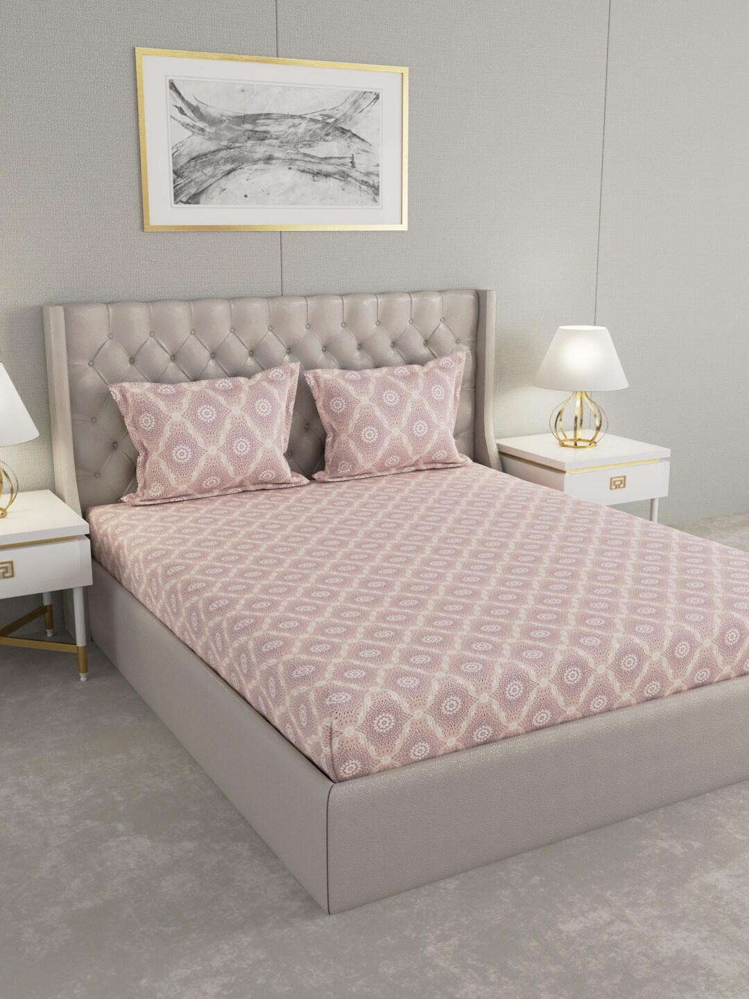 Raymond Home Pink & Off White Ethnic Motifs 100 TC King Bedsheet with 2 Pillow Covers
Raymond Home Pink & Off White Ethnic Motifs 100 TC King Bedsheet with 2 Pillow Covers