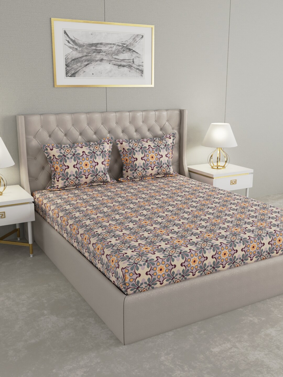 Raymond Home Pink & Blue Ethnic Motifs 100 TC King Bedsheet with 2 Pillow Covers, Green
Raymond Home Pink & Blue Ethnic Motifs 100 TC King Bedsheet with 2 Pillow Covers, Green