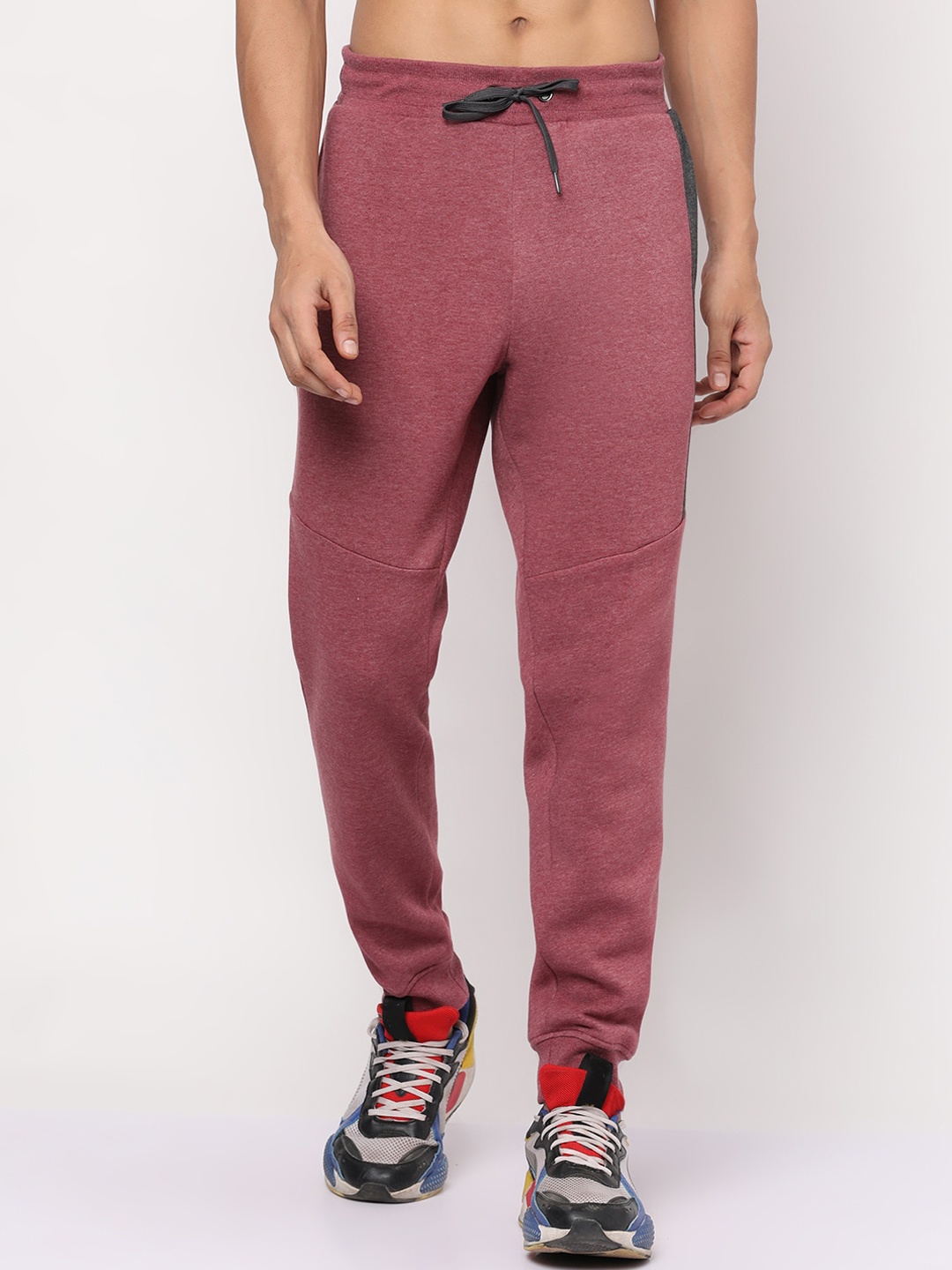 YOONOY Men Maroon Solid Relaxed-Fit Jogger