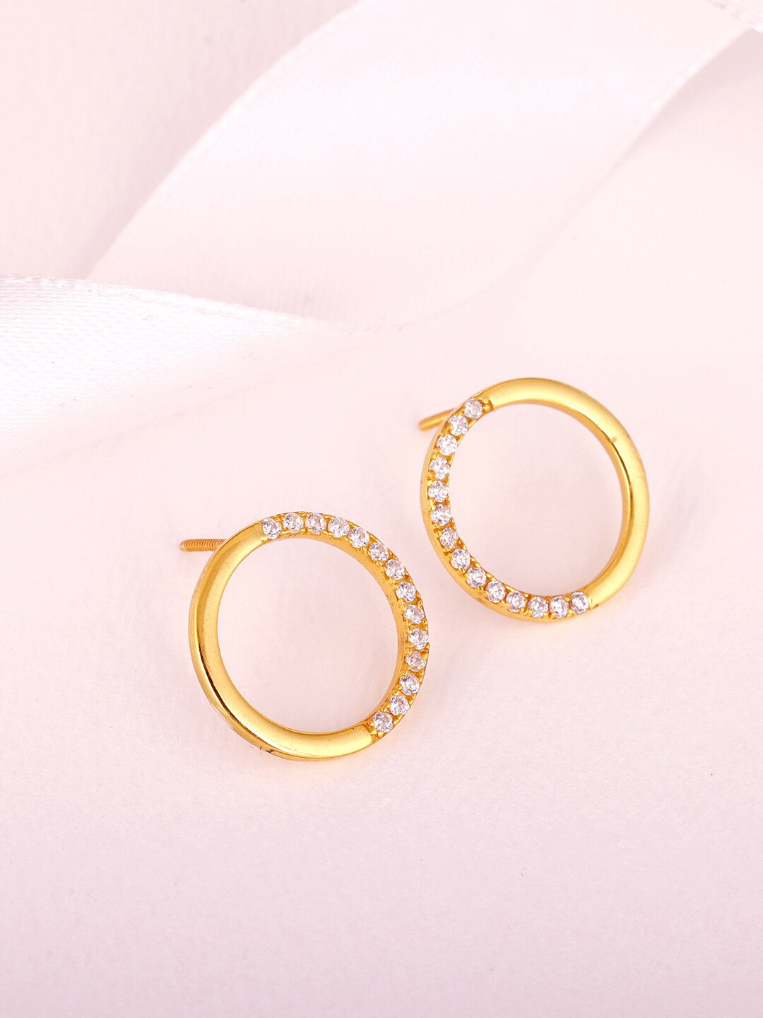 GIVA Gold-Toned Gold Plated Contemporary Hoop Earrings