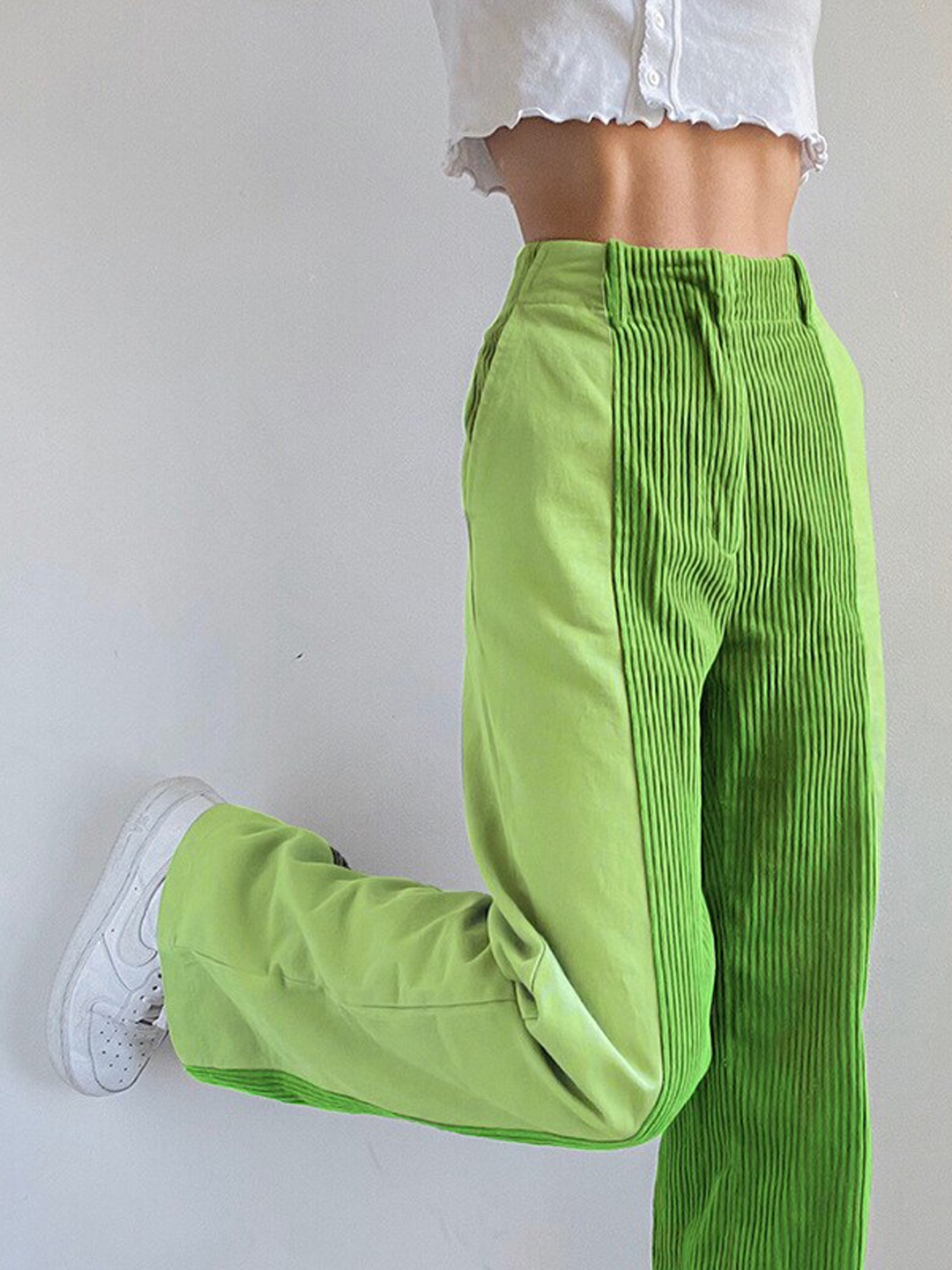 BoStreet Women Green Striped Peg Trouser
