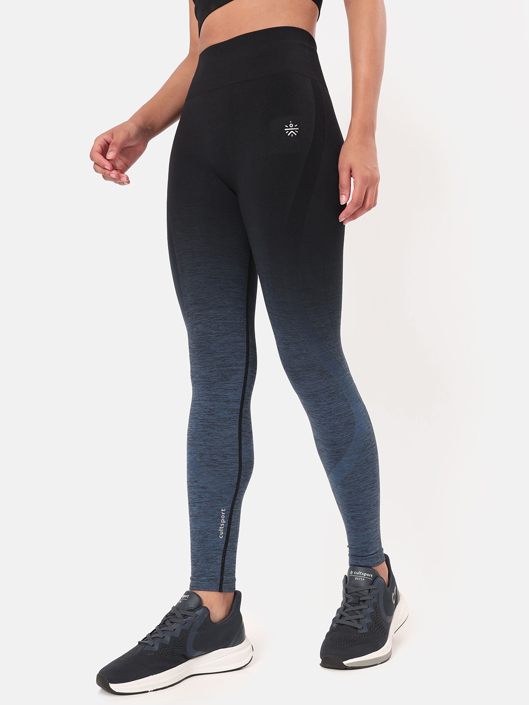Cultsport Women Seamless Ombre Anti-Chafing Tights, Blue