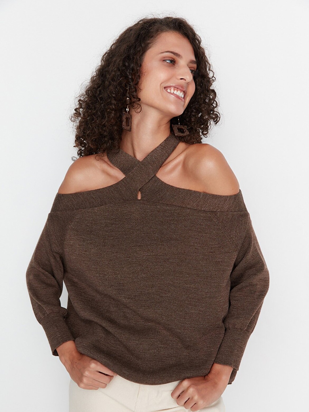 Trendyol Women Brown Acrylic Pullover